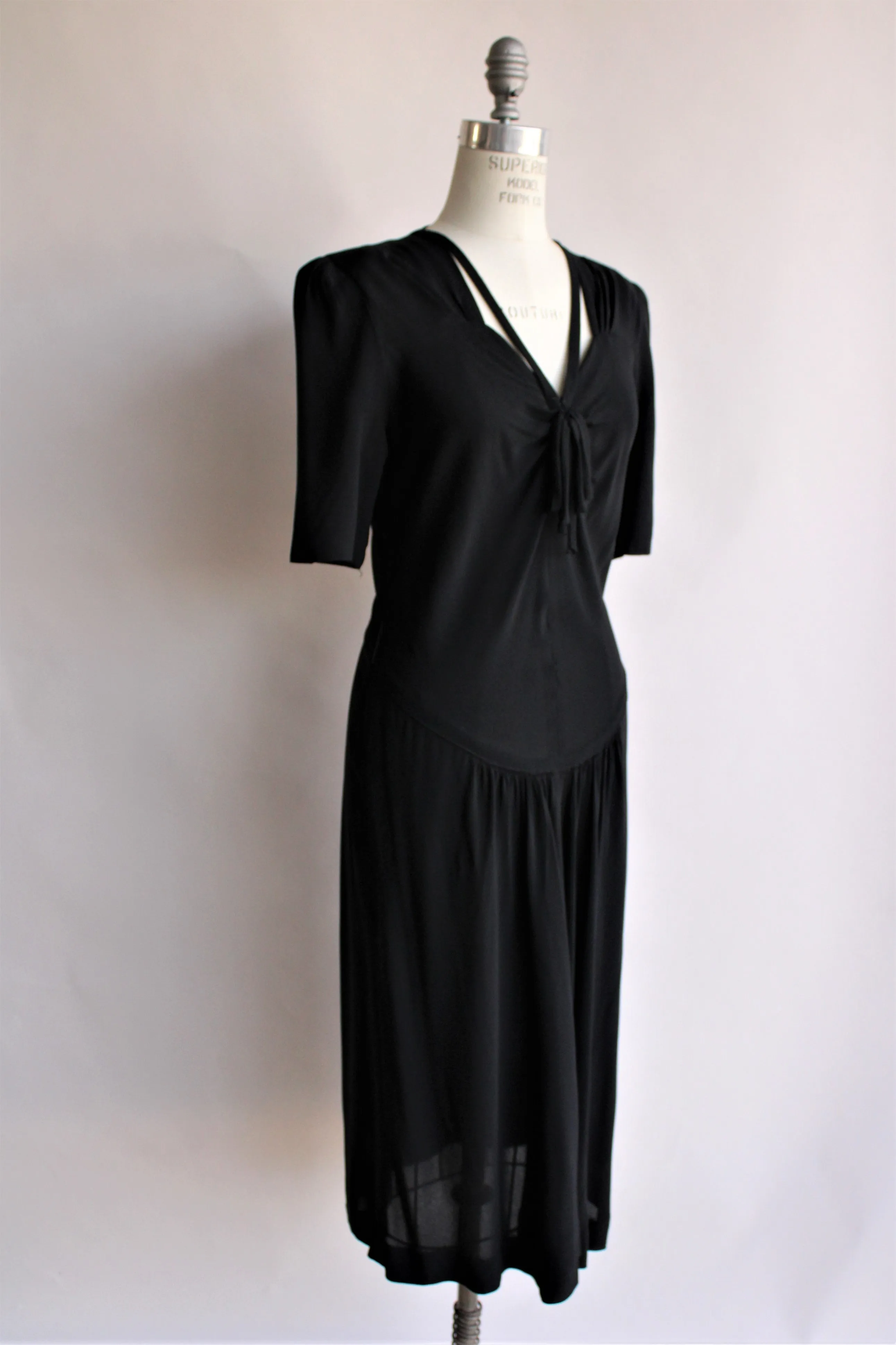 Vintage 1940s Black Dress with Bow