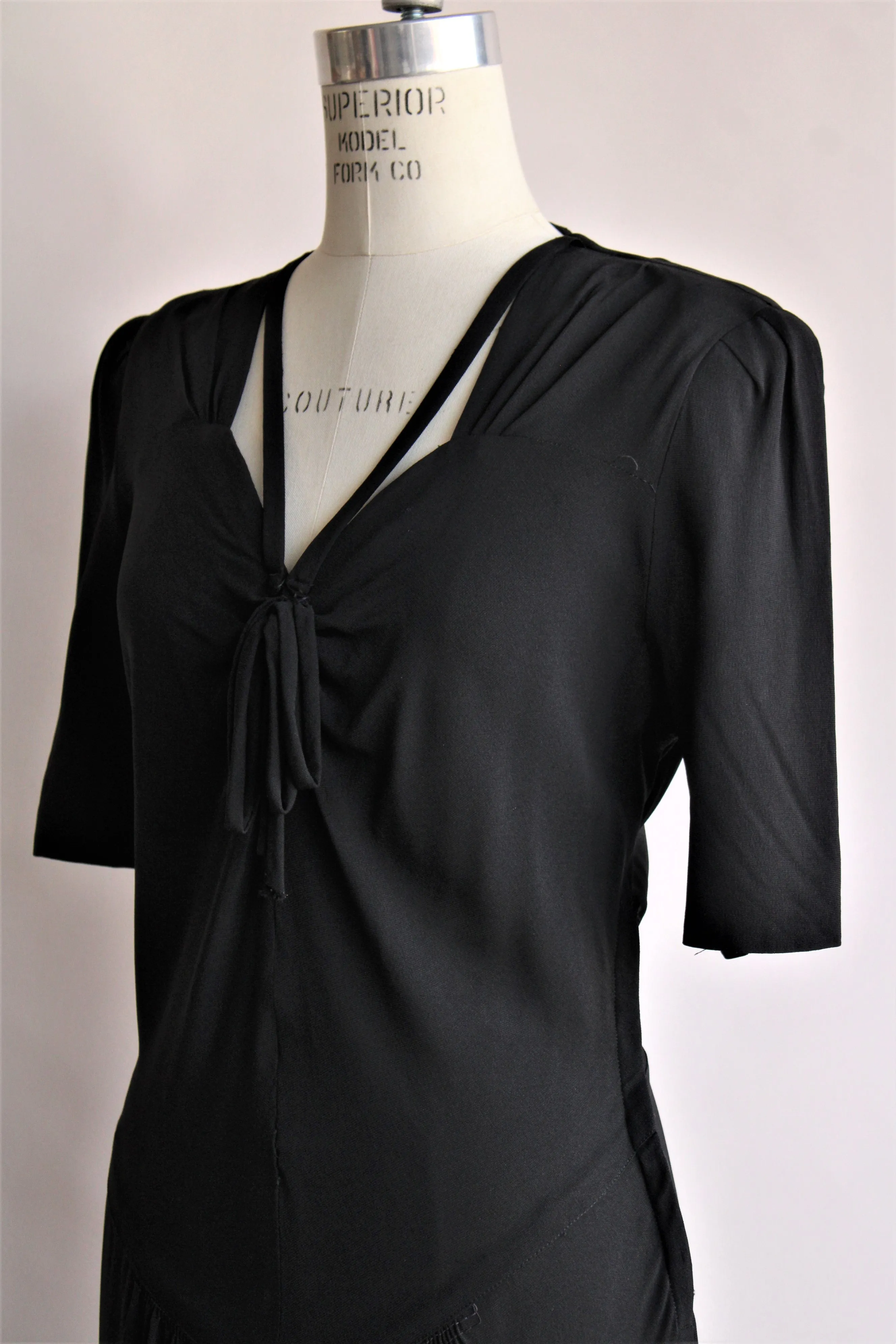 Vintage 1940s Black Dress with Bow