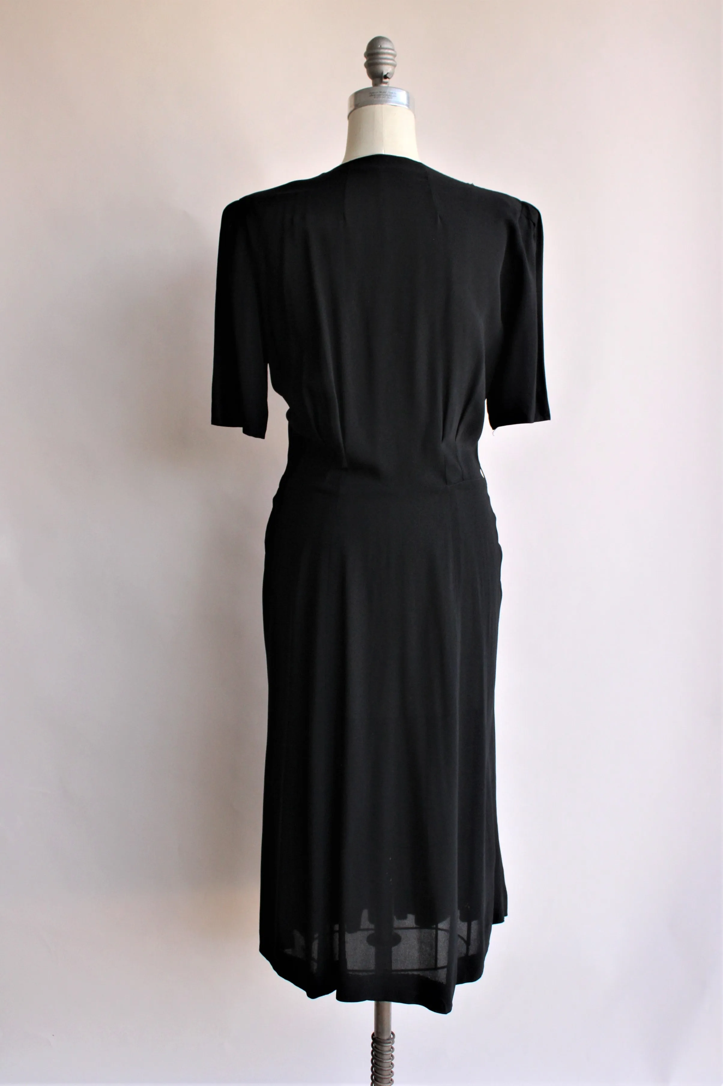 Vintage 1940s Black Dress with Bow