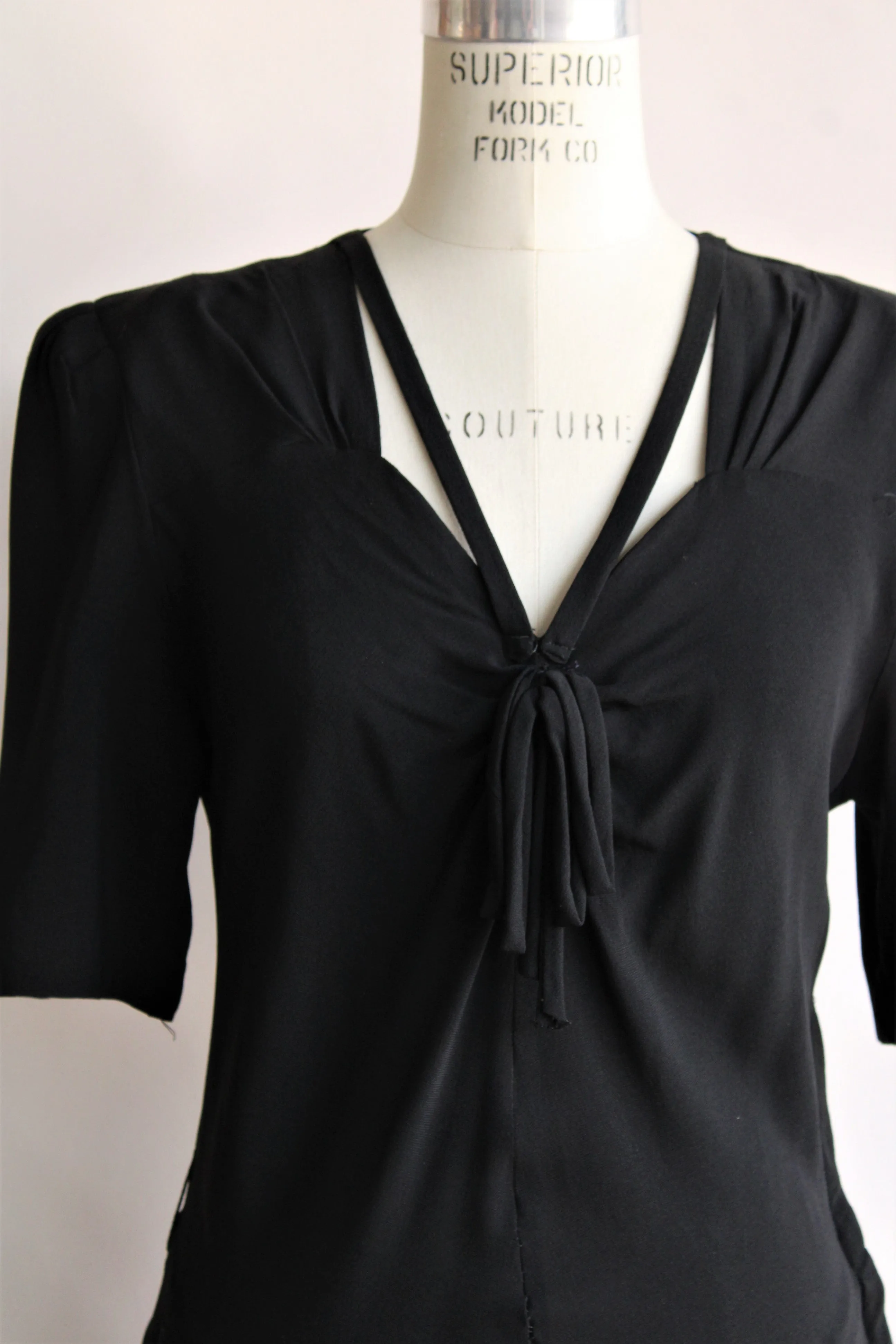 Vintage 1940s Black Dress with Bow