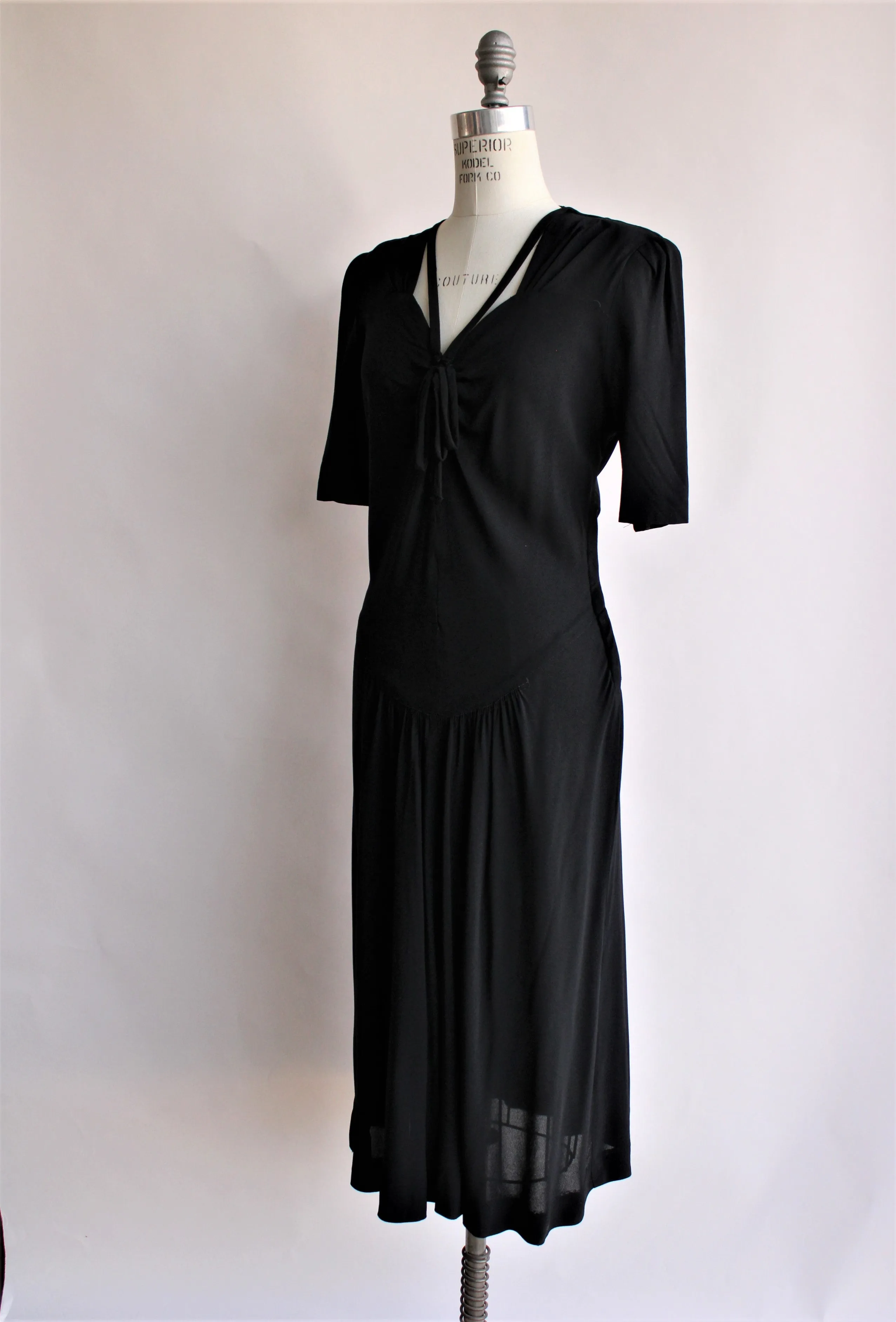 Vintage 1940s Black Dress with Bow