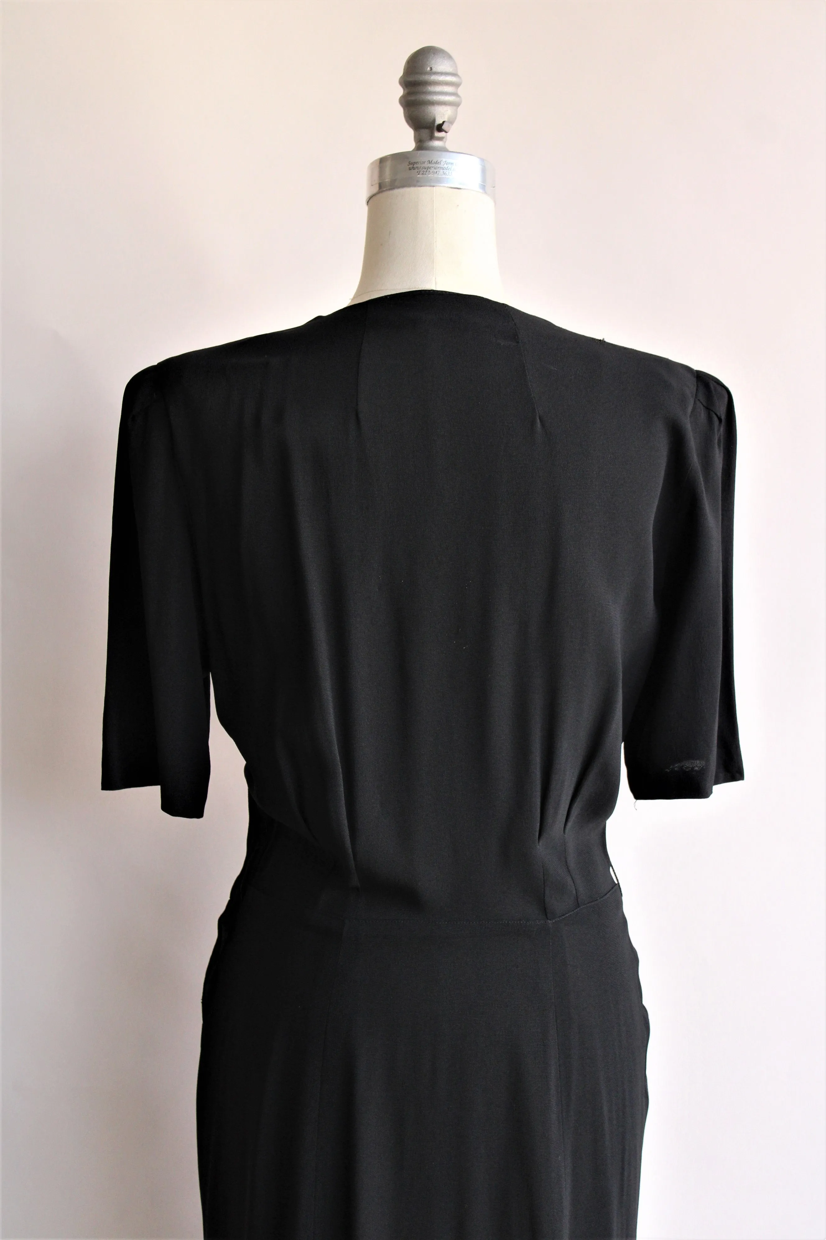 Vintage 1940s Black Dress with Bow