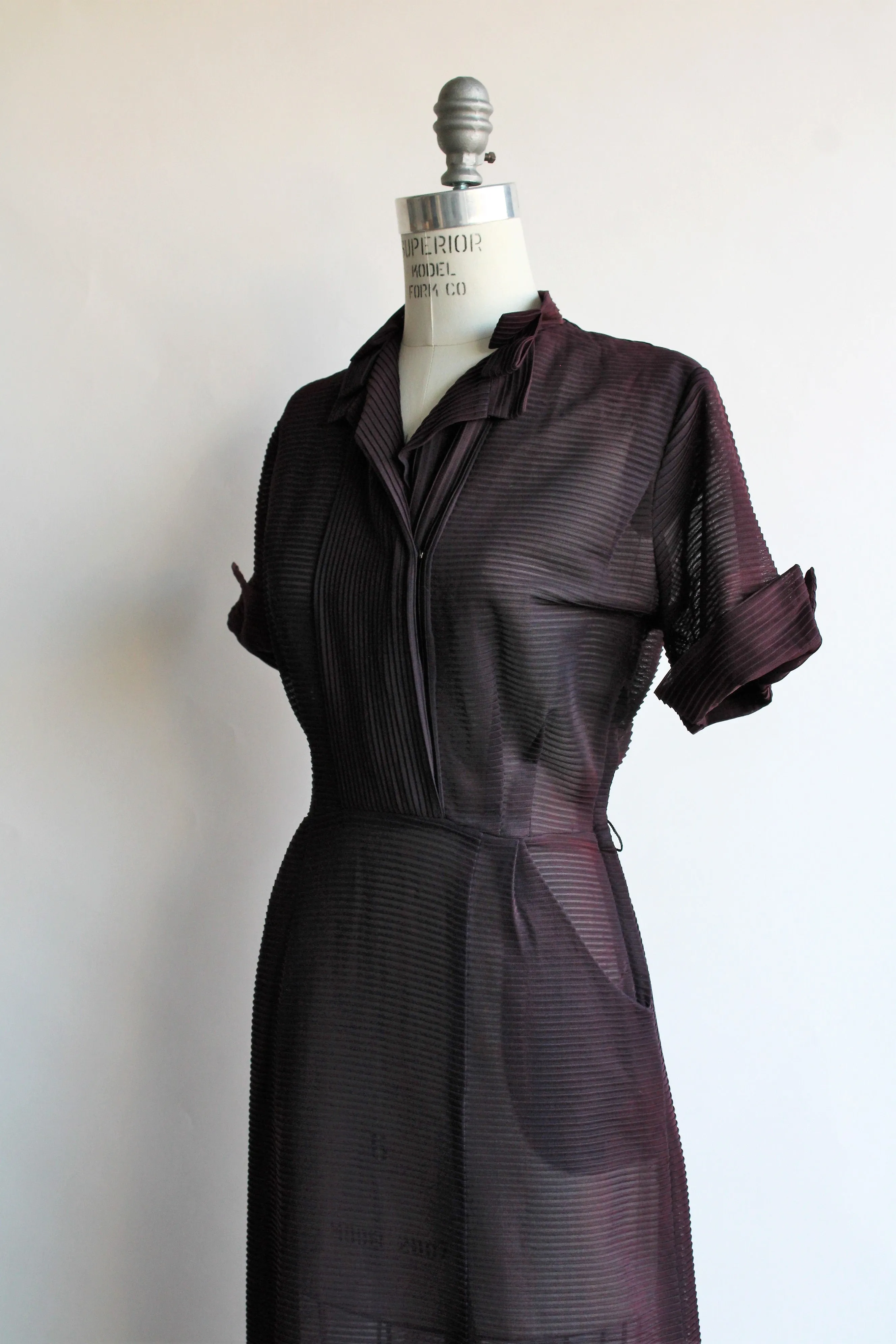 Vintage 1940s Mynette Black Nylon Dress With Pockets