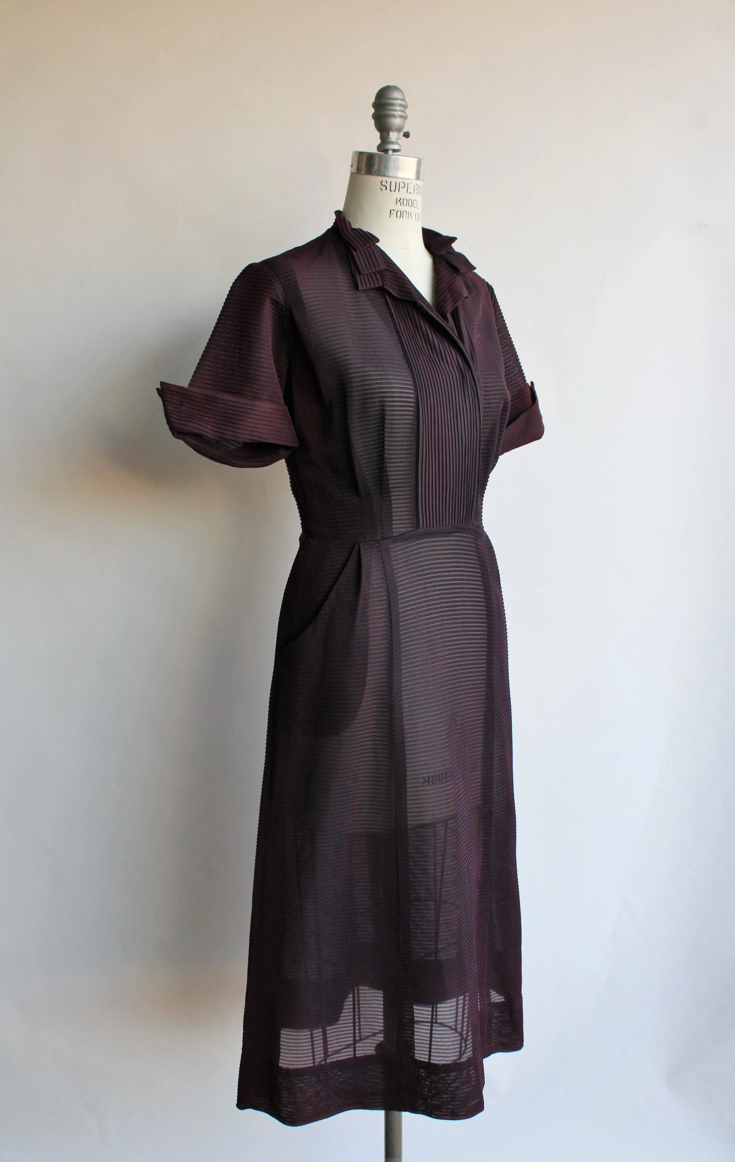 Vintage 1940s Mynette Black Nylon Dress With Pockets