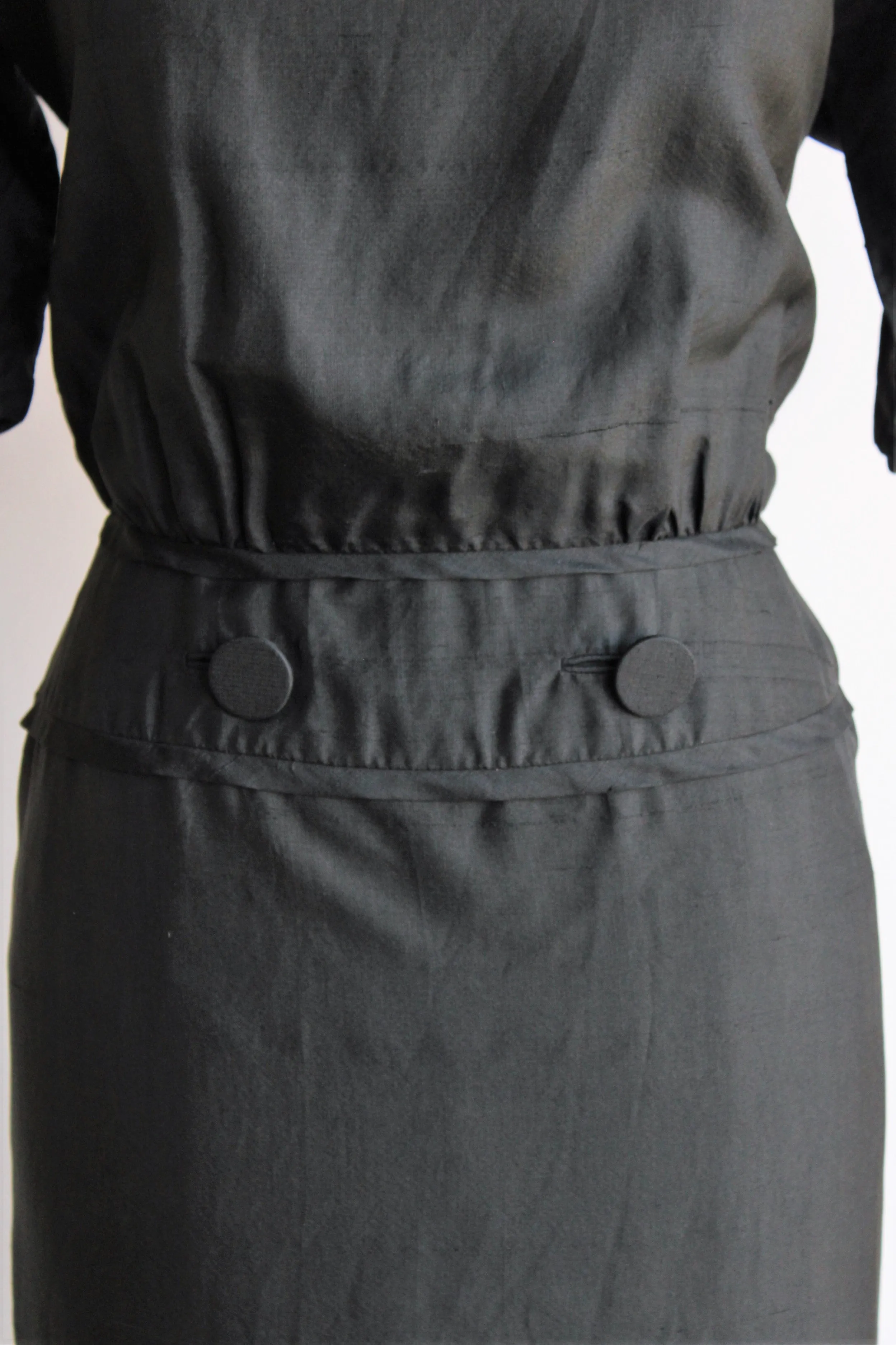 Vintage 1950s 1960s Black Silk Dress by Carl Naftal