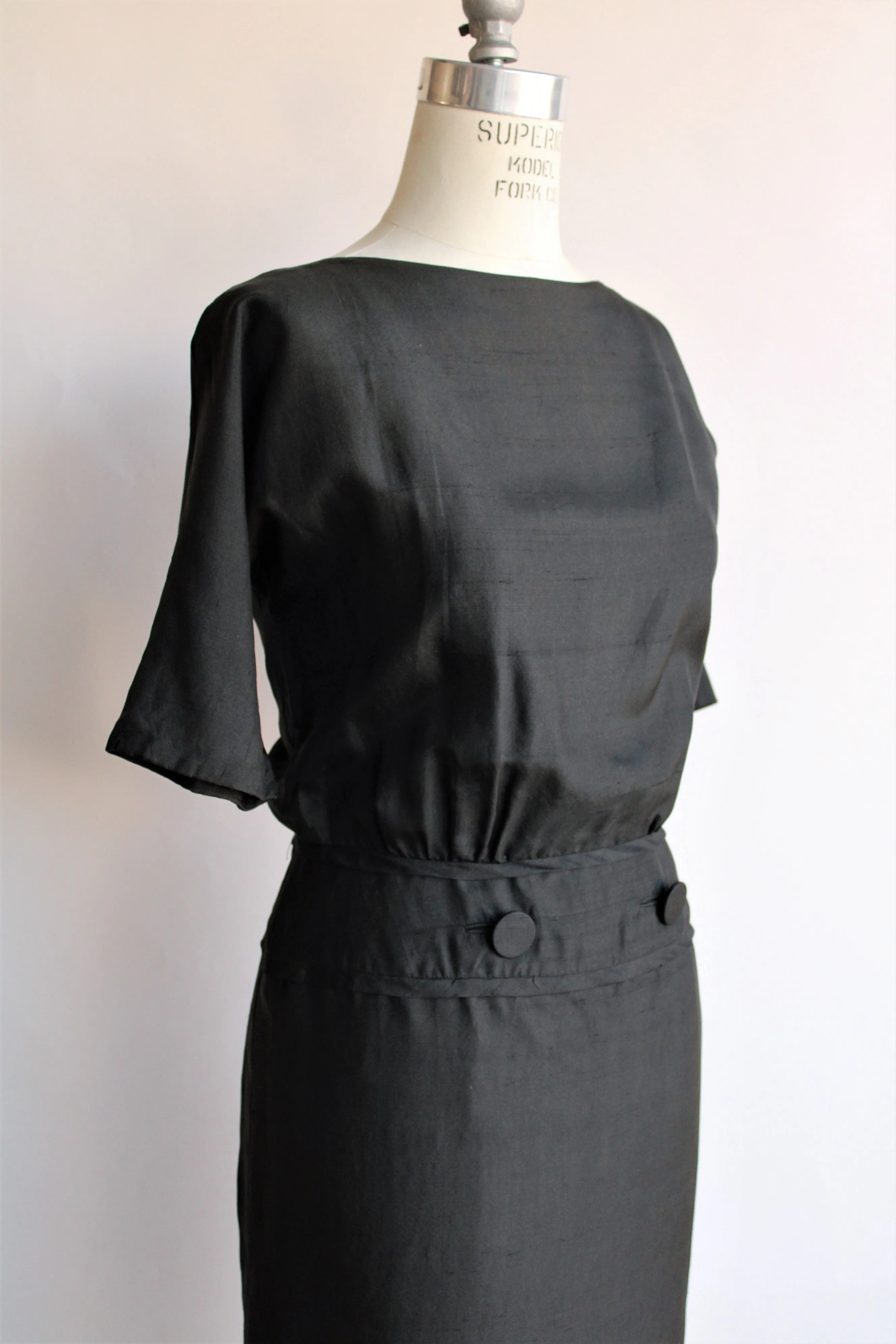Vintage 1950s 1960s Black Silk Dress by Carl Naftal