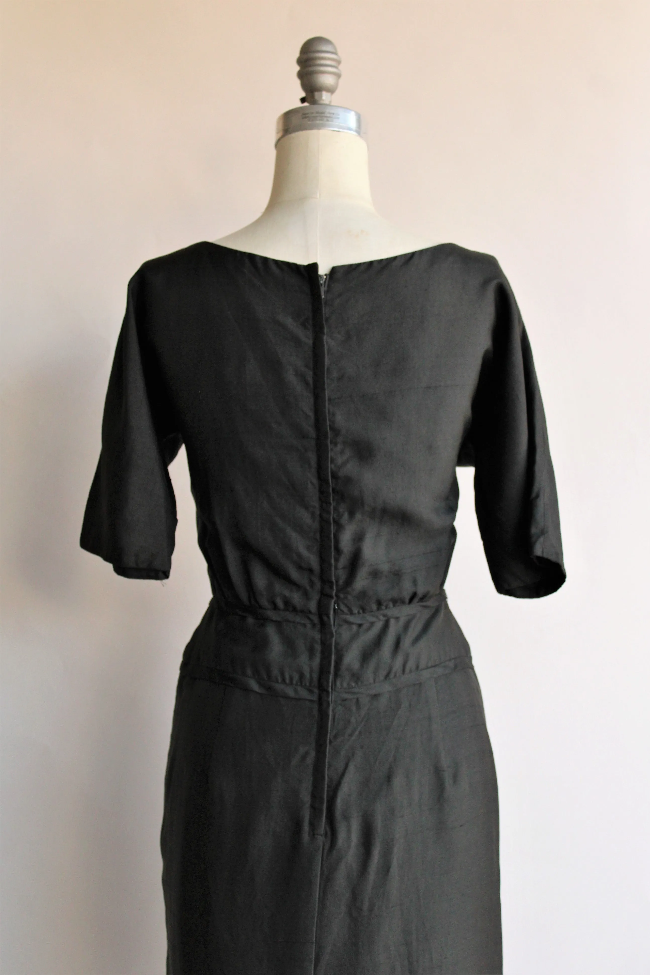 Vintage 1950s 1960s Black Silk Dress by Carl Naftal