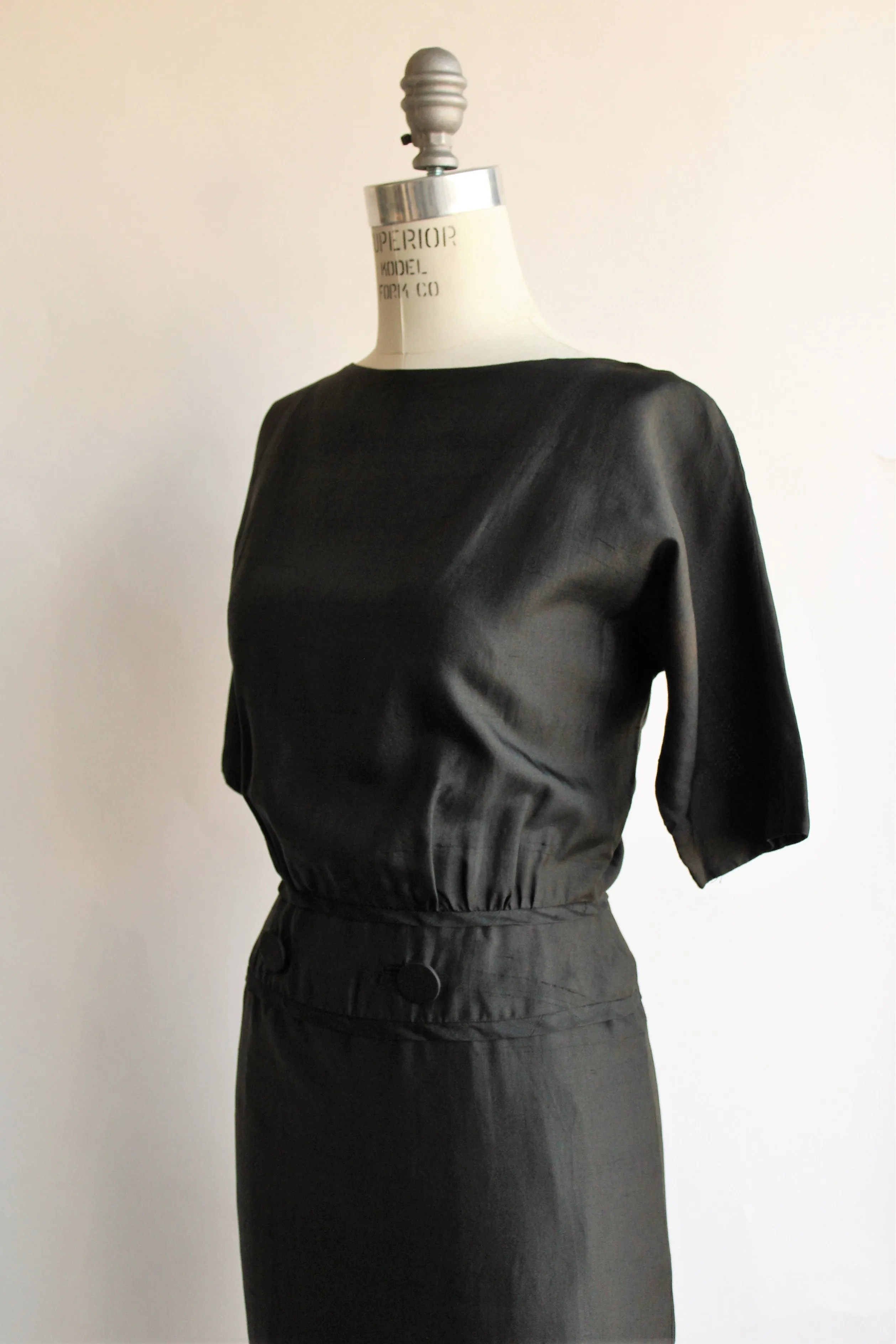 Vintage 1950s 1960s Black Silk Dress by Carl Naftal
