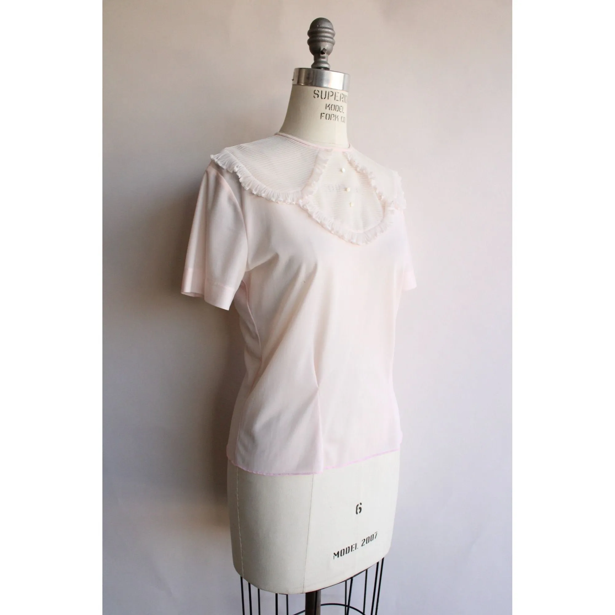 Vintage 1950s  Pink Nylon Blouse