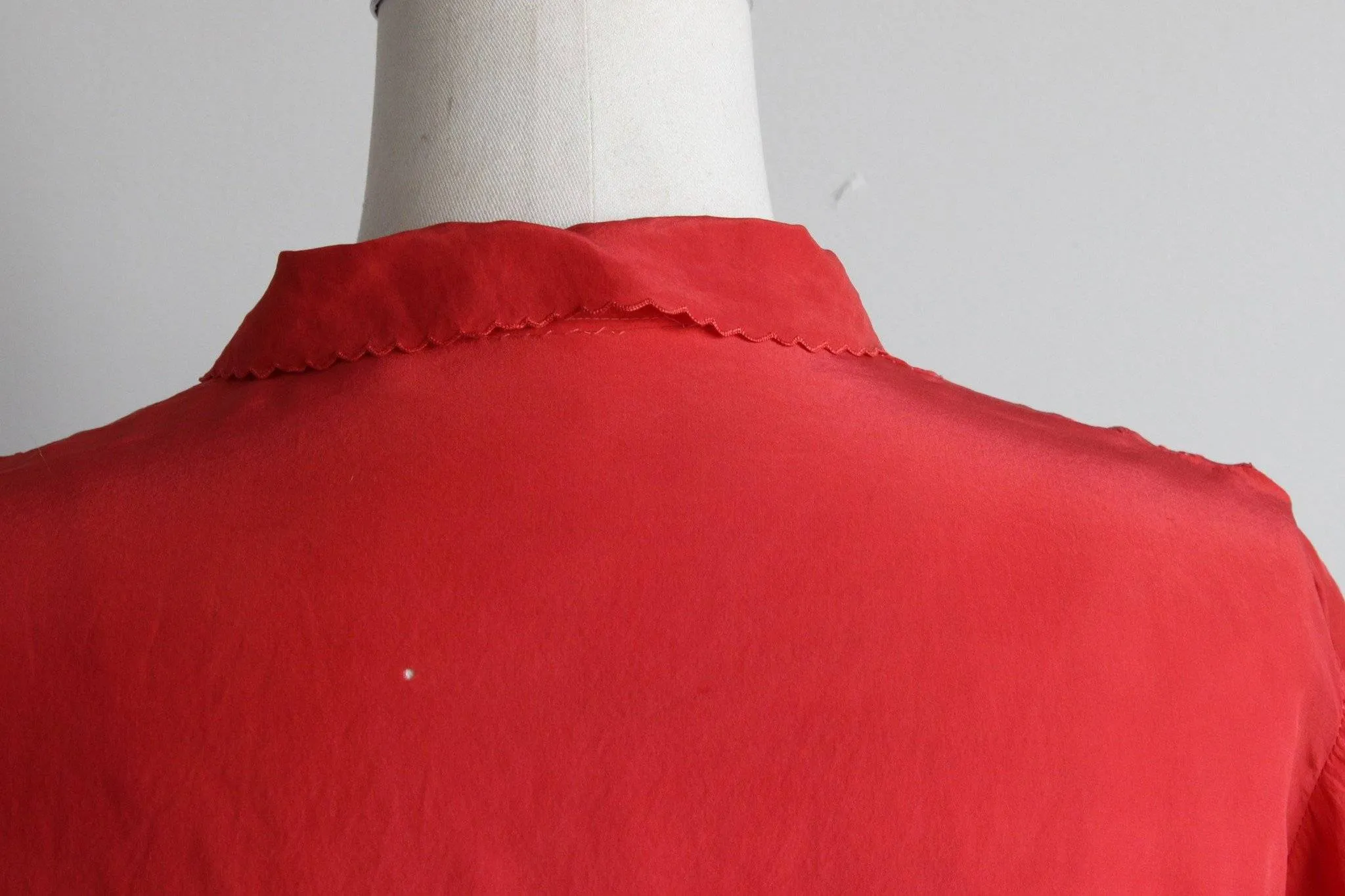 Vintage 1950s Red Silk Embroidered Blouse