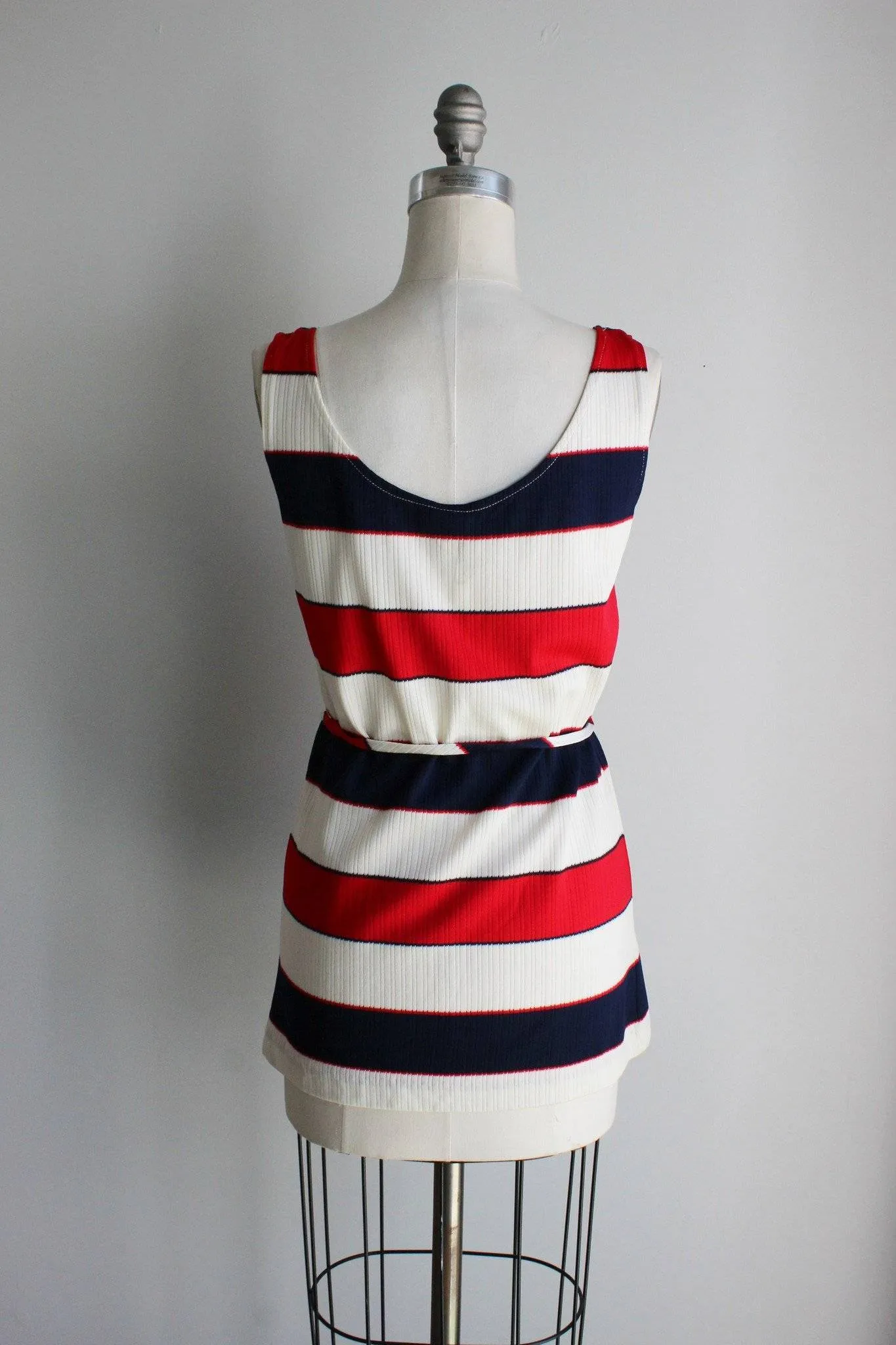 Vintage 1960s 1970s Red White And Blue Top With Belt