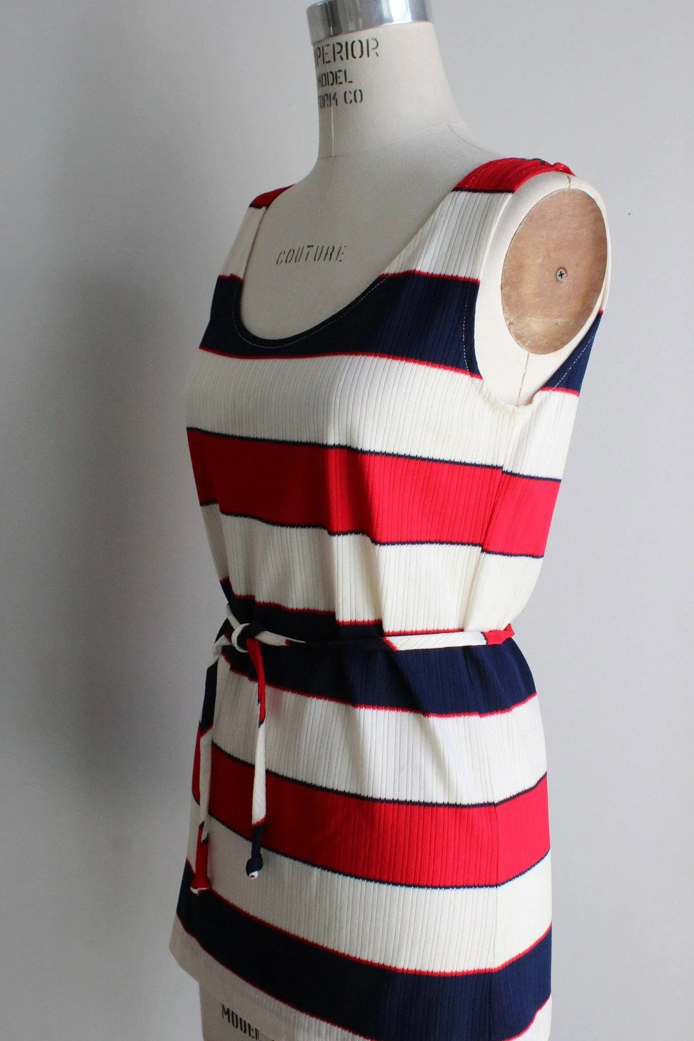 Vintage 1960s 1970s Red White And Blue Top With Belt