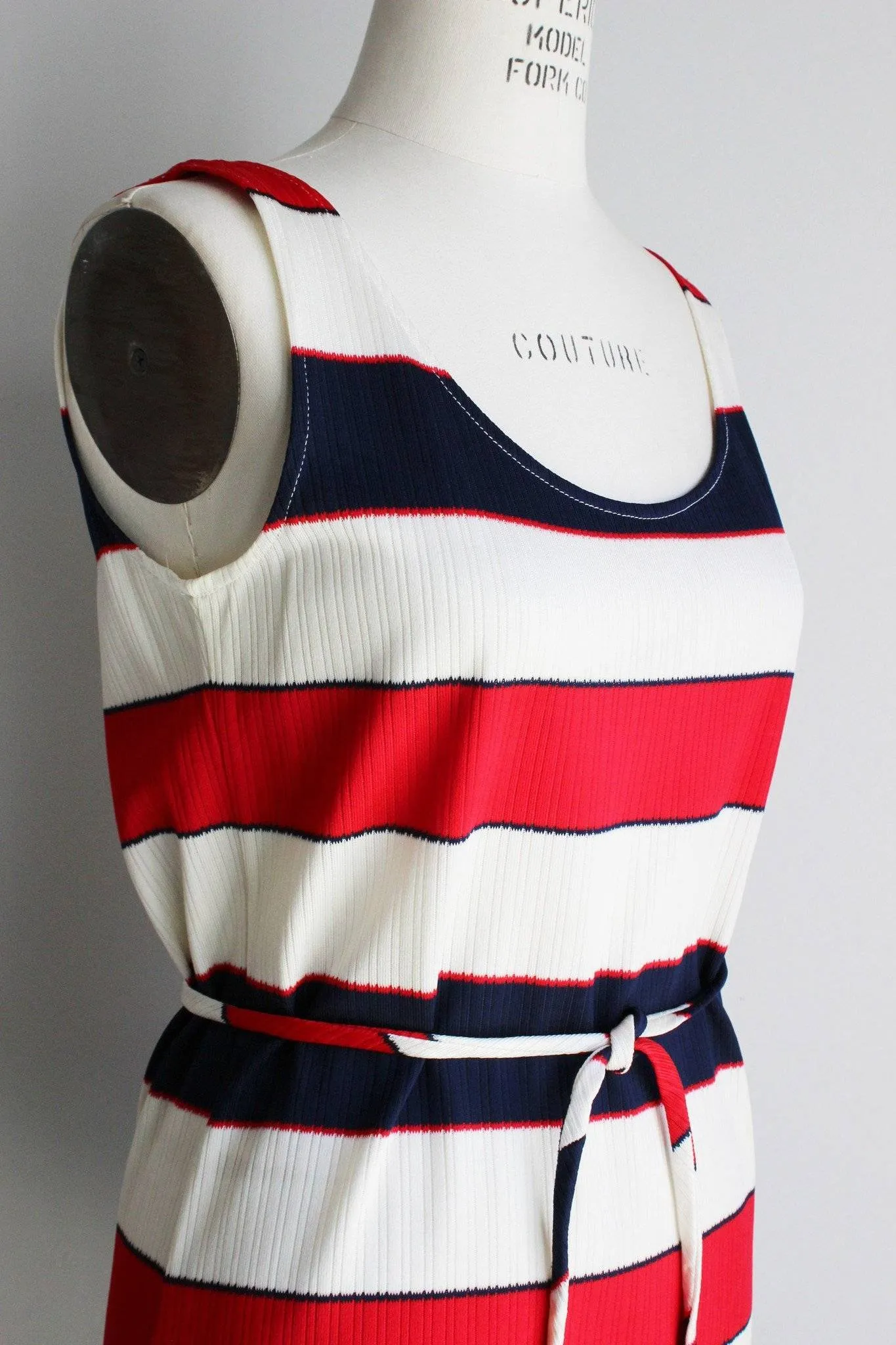 Vintage 1960s 1970s Red White And Blue Top With Belt