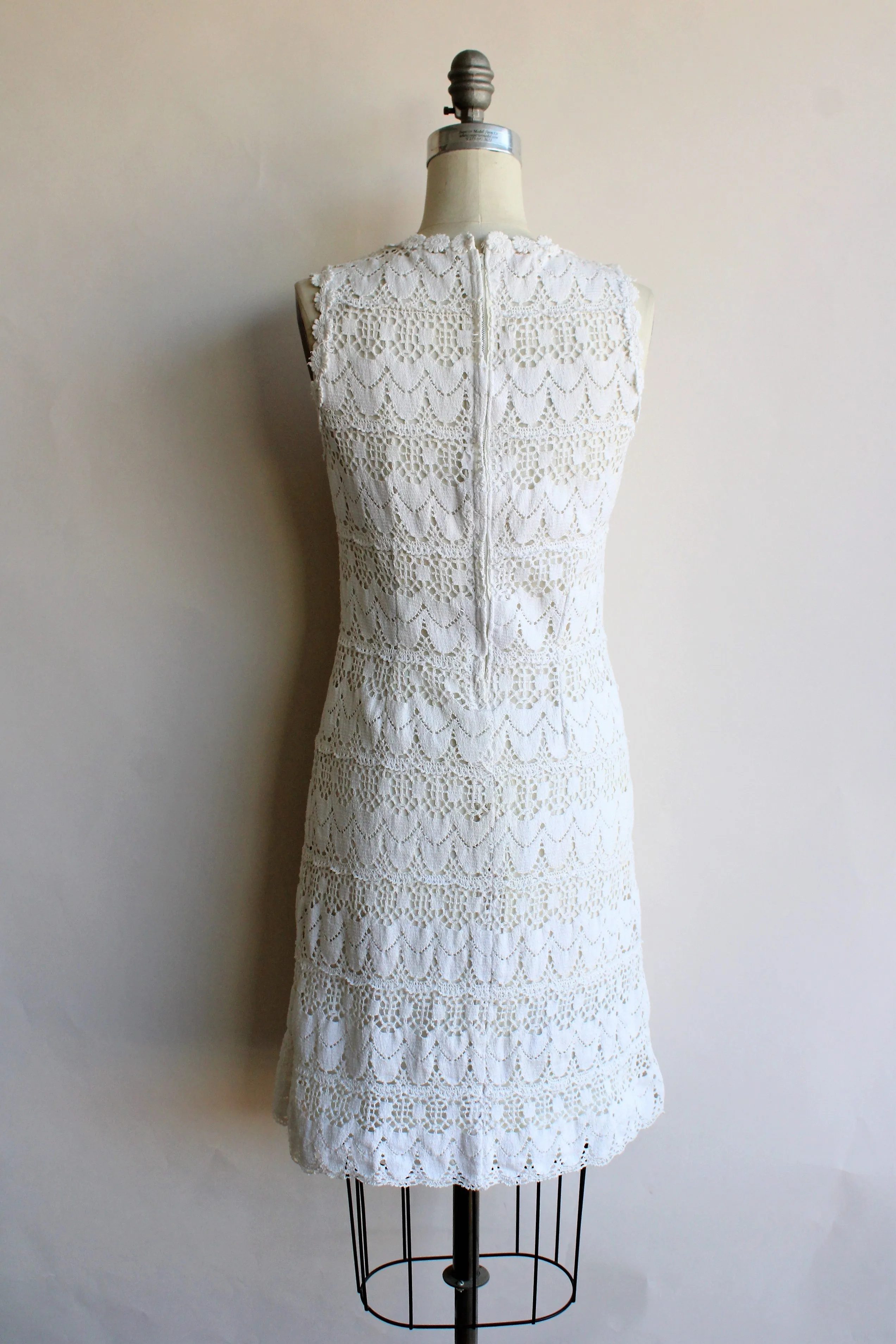 Vintage 1960s Crochet Dress in Winter White