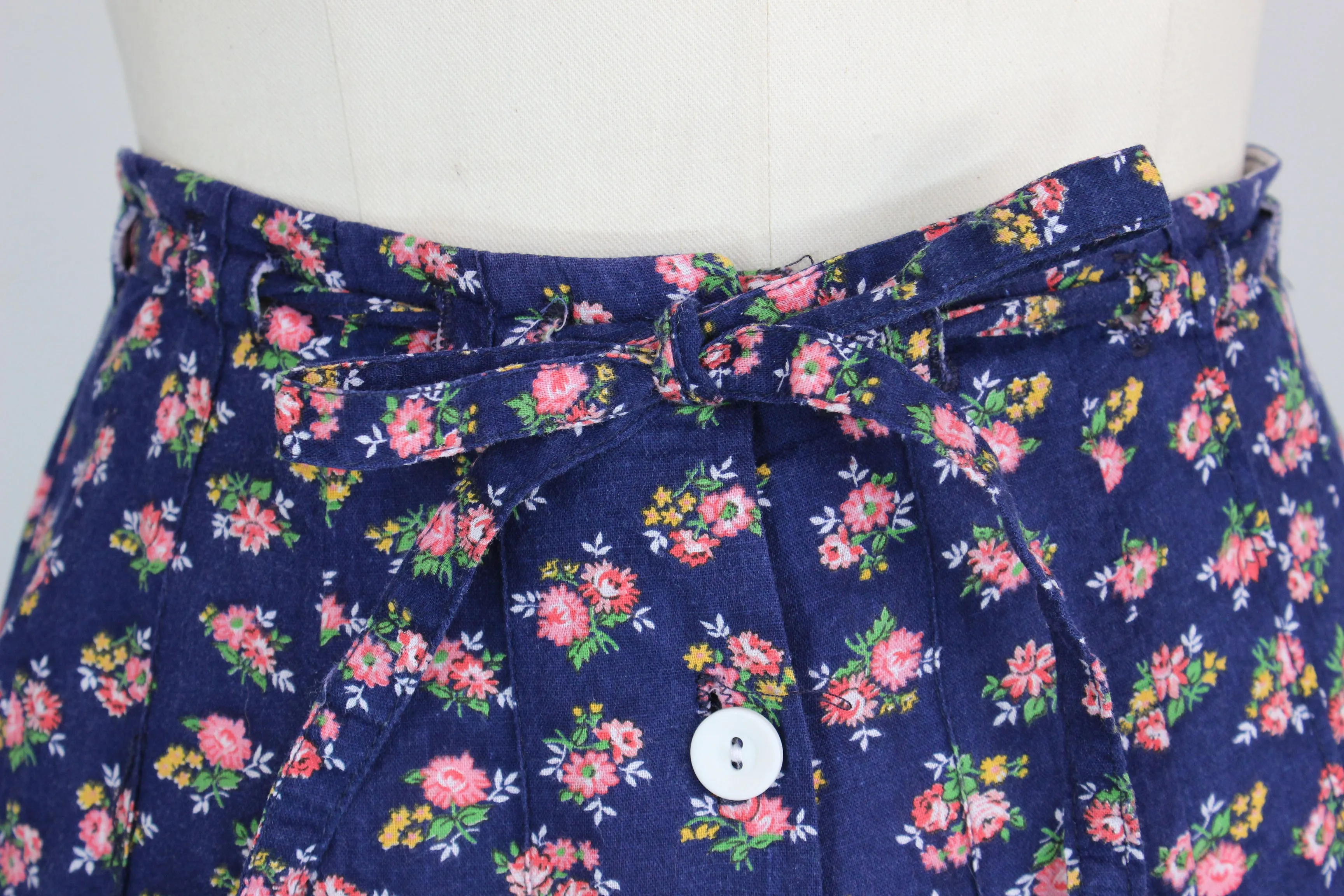 Vintage 1970s Blue Calico Skirt by Marsha Los Angeles