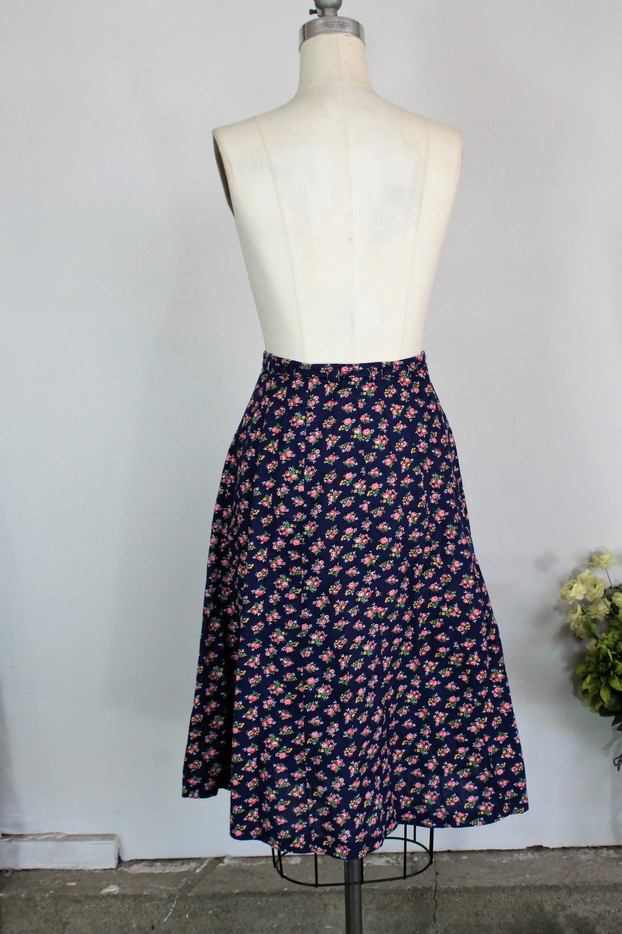 Vintage 1970s Blue Calico Skirt by Marsha Los Angeles