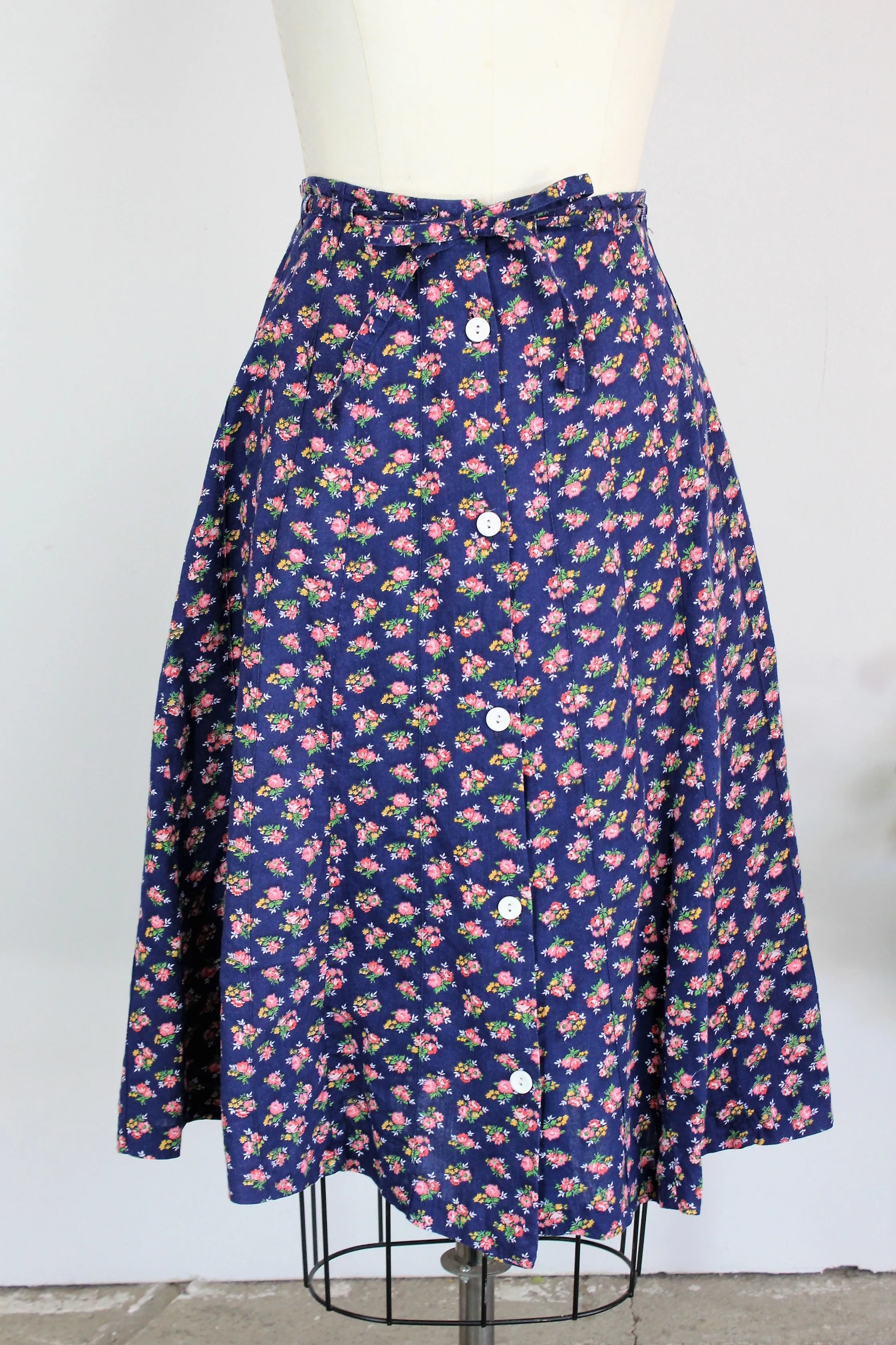 Vintage 1970s Blue Calico Skirt by Marsha Los Angeles