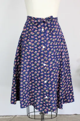 Vintage 1970s Blue Calico Skirt by Marsha Los Angeles