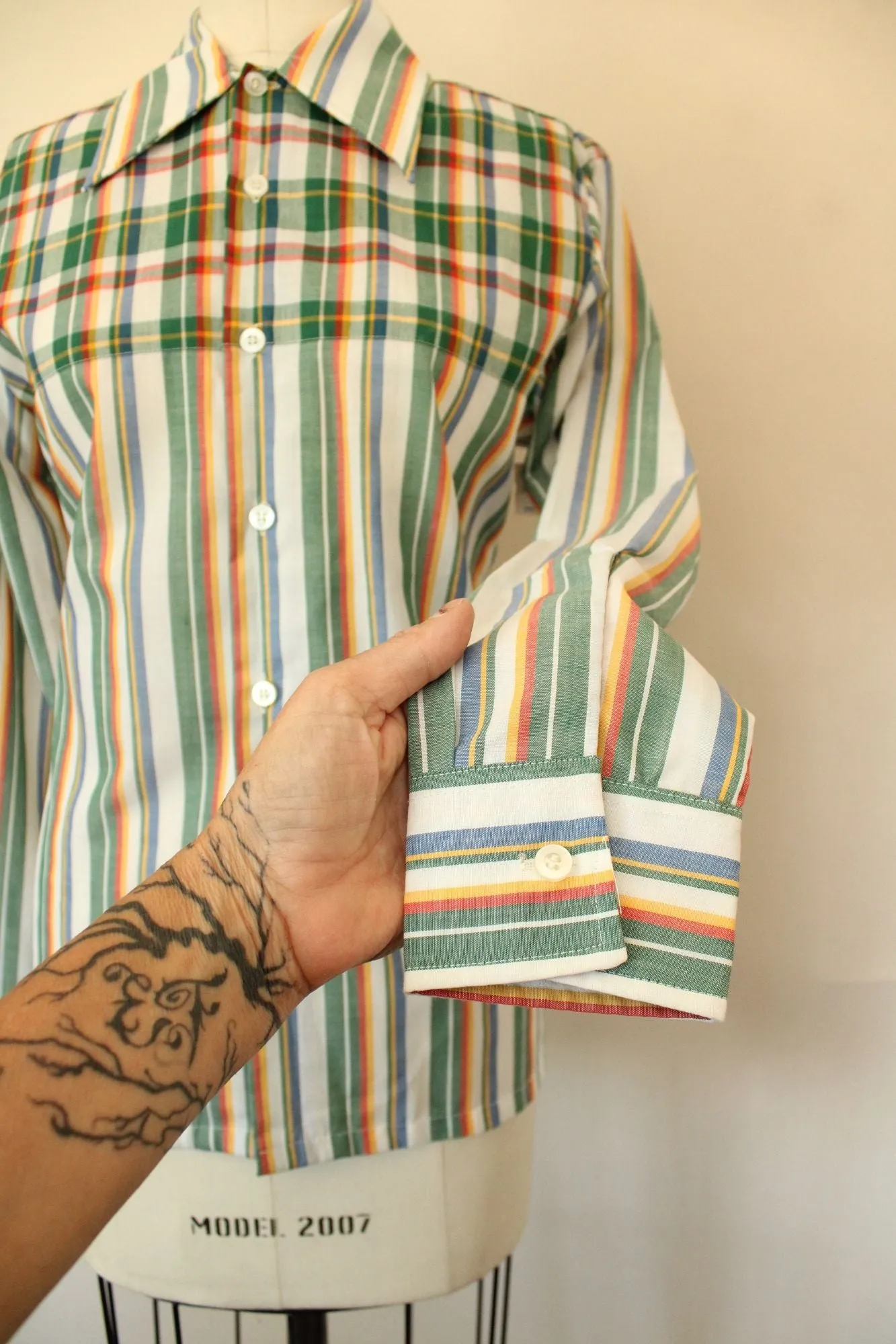Vintage 1970s NWT Deadstock Montgomery Ward Plaid and Stripe Shirt