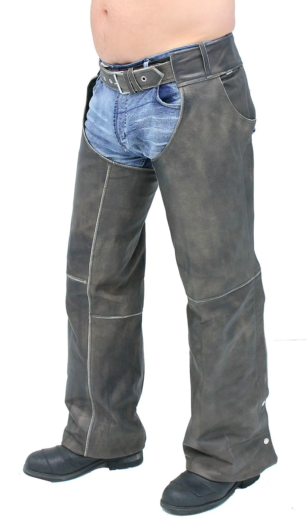 Vintage Brown Leather Pocket Chaps #CA7222PN ()