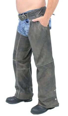 Vintage Brown Leather Pocket Chaps #CA7222PN ()