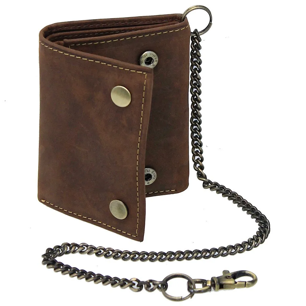 Vintage Brown RFID Trifold Chain Wallet #WC513211NID