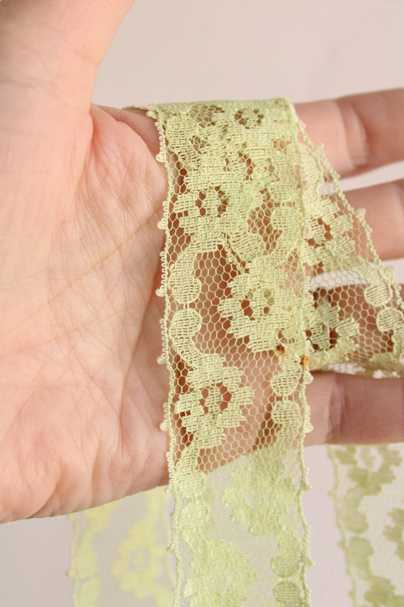 Vintage Green Lace Trim, 2 Yards, 1.25" wide