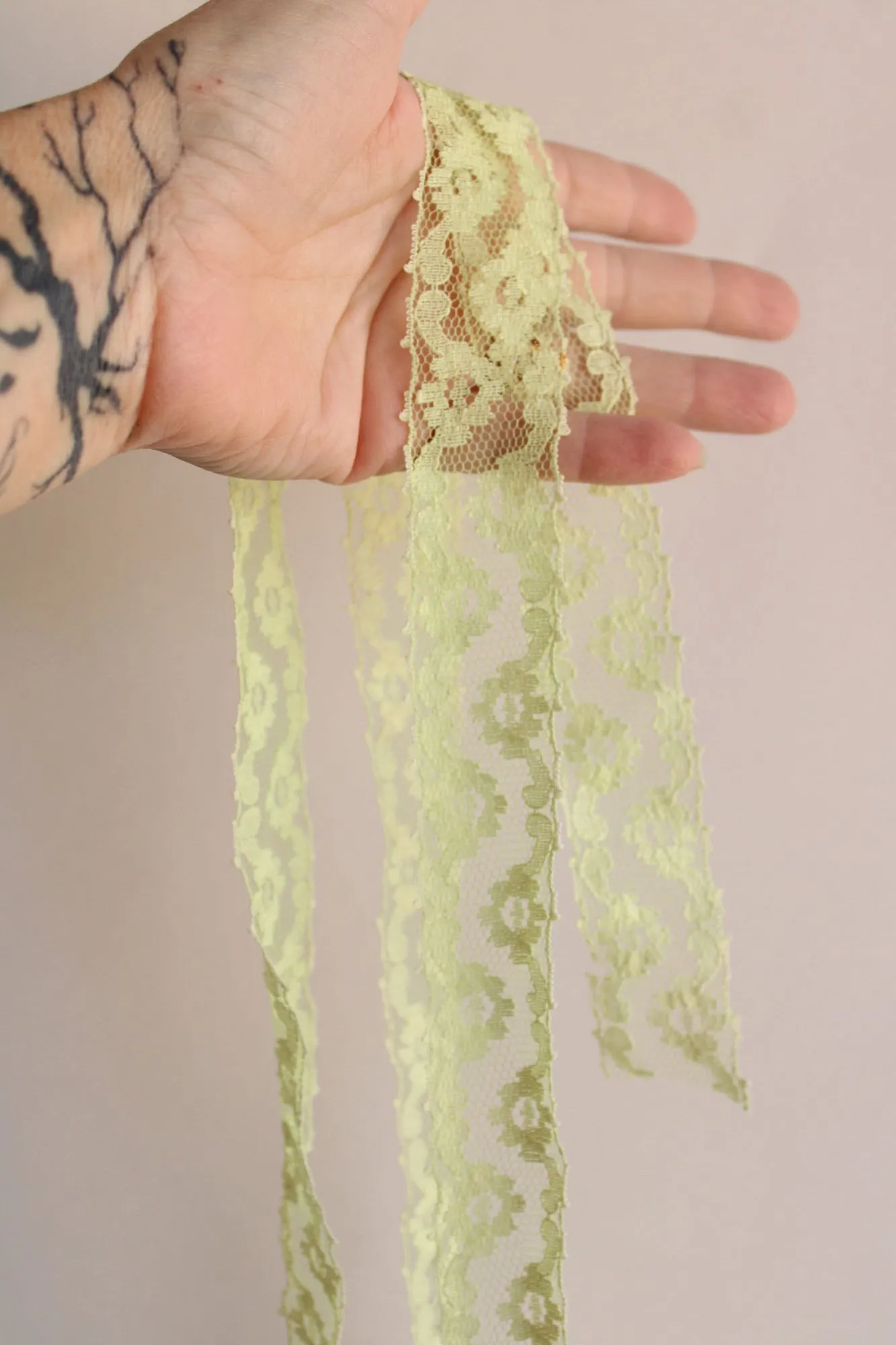 Vintage Green Lace Trim, 2 Yards, 1.25" wide