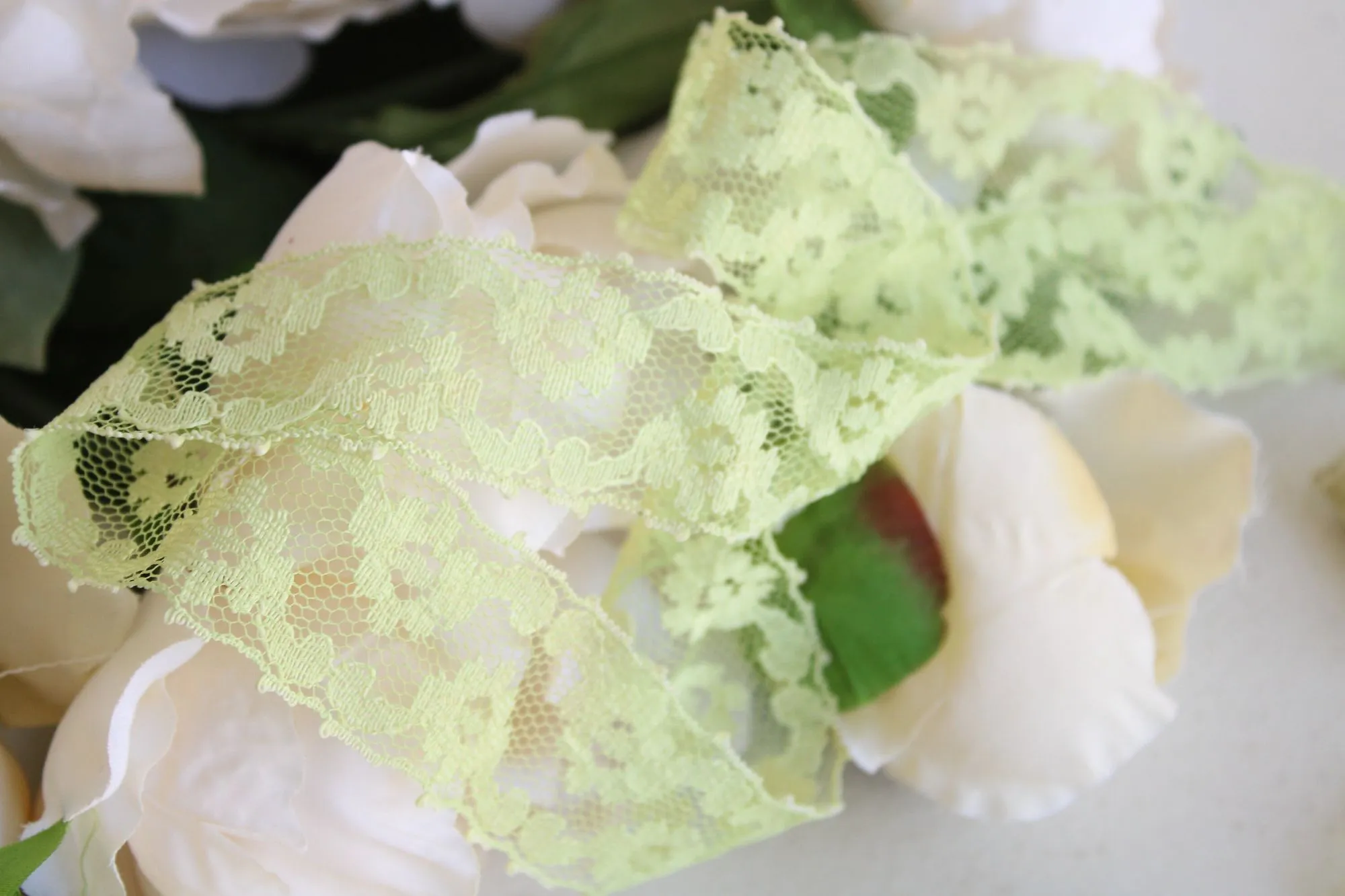 Vintage Green Lace Trim, 2 Yards, 1.25" wide