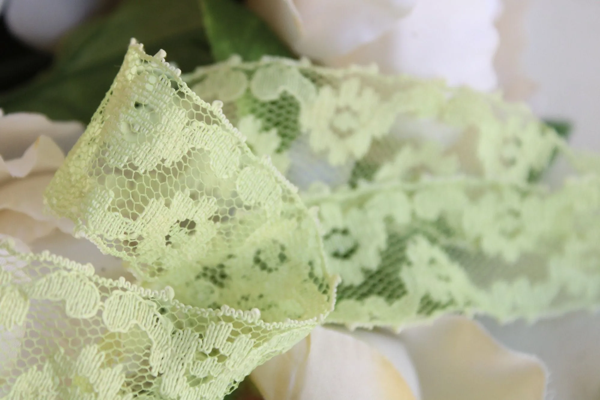 Vintage Green Lace Trim, 2 Yards, 1.25" wide