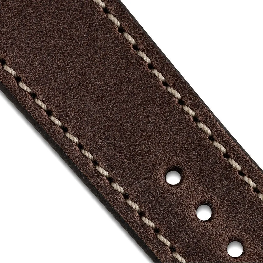 Vintage Leather Strap - Dark Brown - Full Stitch