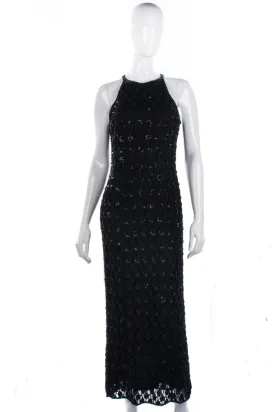 Vintage Opera at Richards Long Black Lace and Sequinned Dress. BNWT size 12