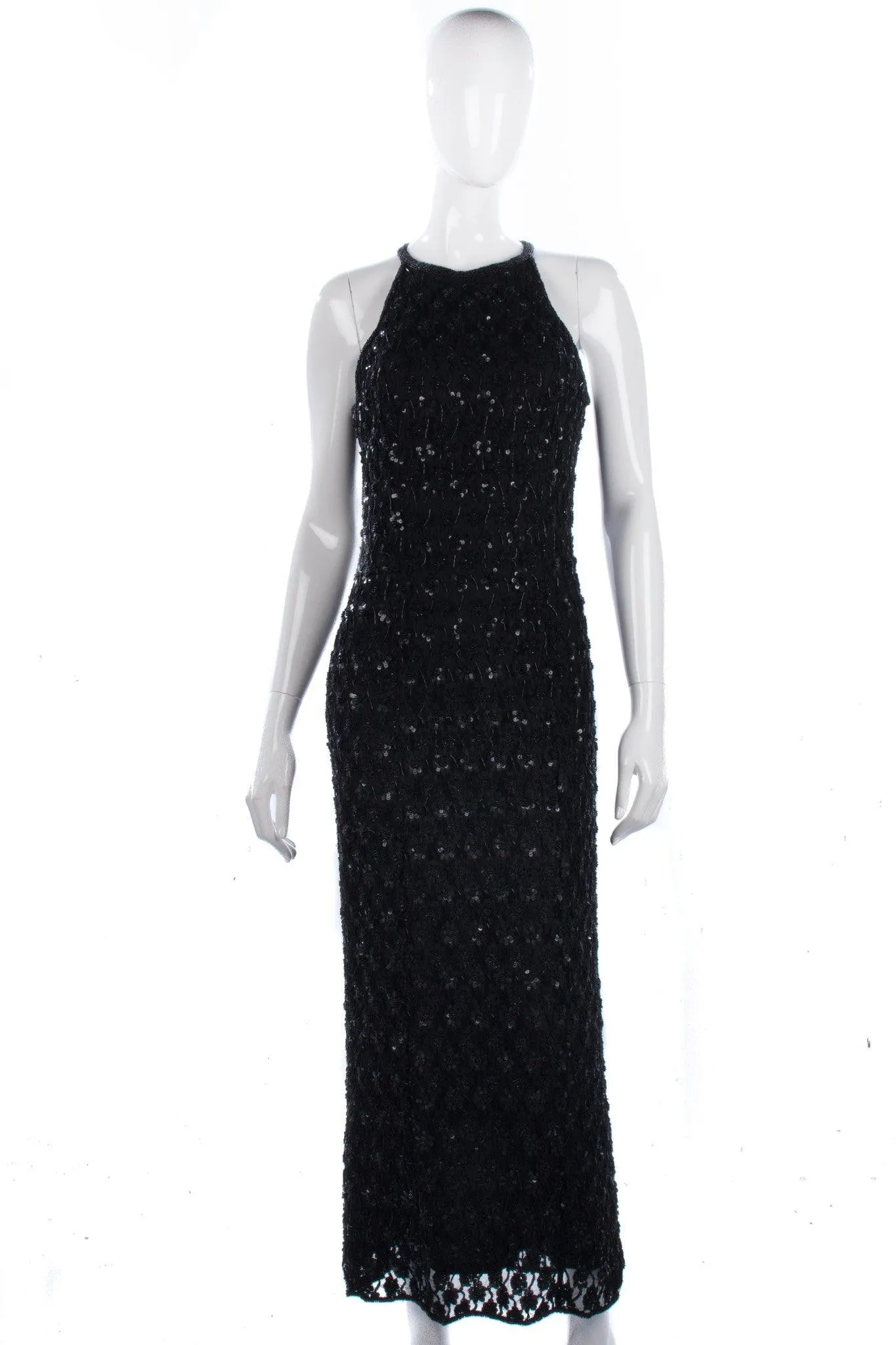 Vintage Opera at Richards Long Black Lace and Sequinned Dress. BNWT size 12