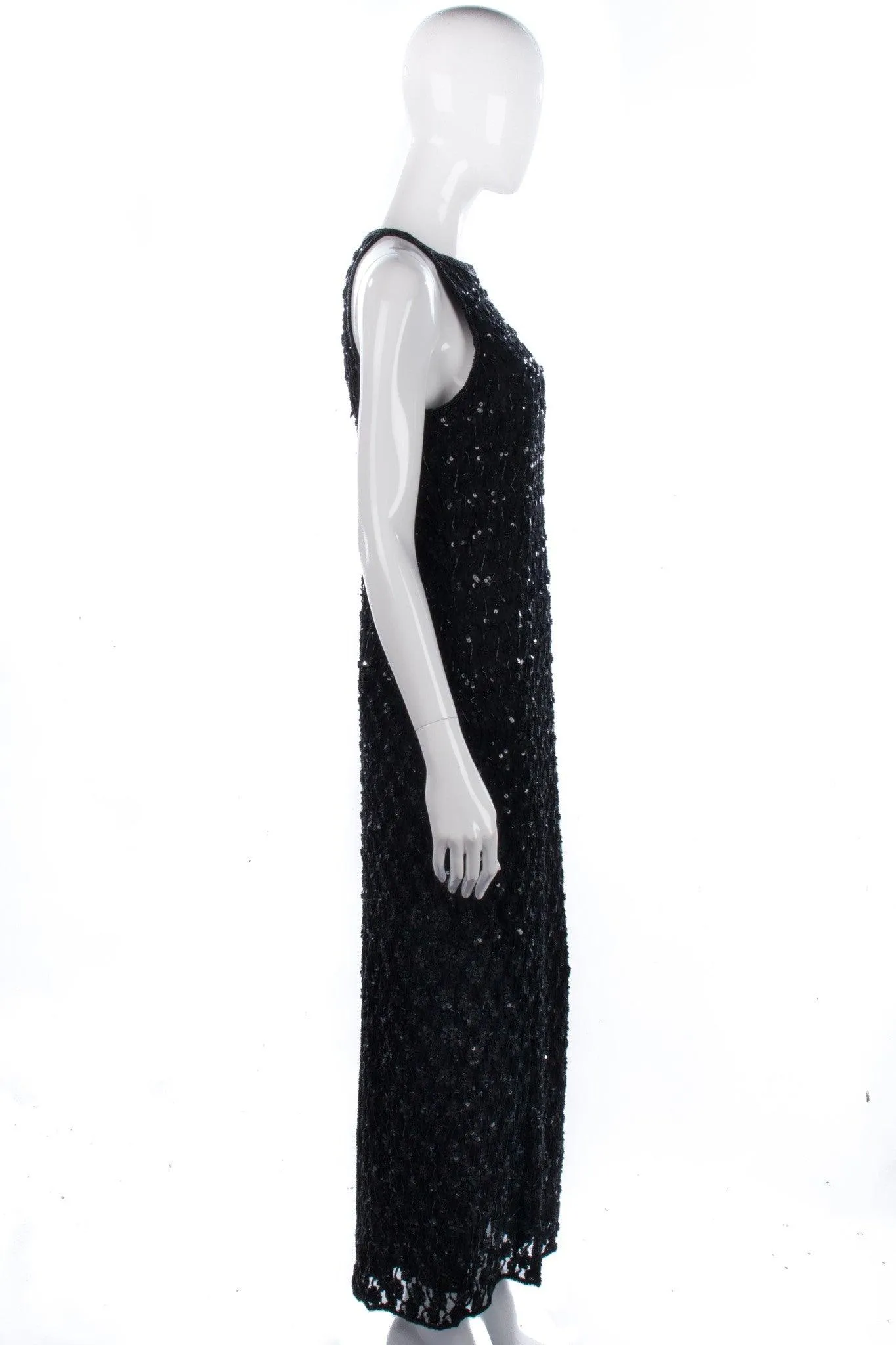 Vintage Opera at Richards Long Black Lace and Sequinned Dress. BNWT size 12