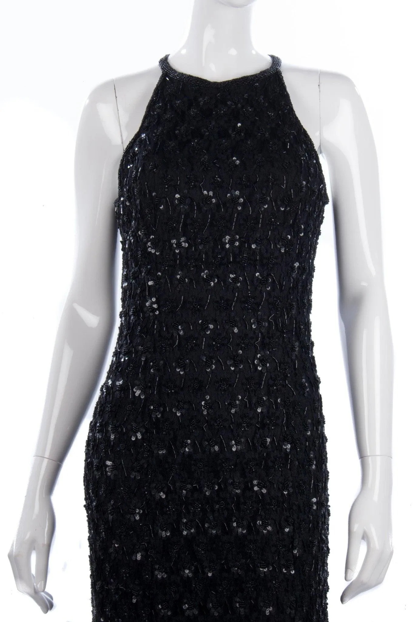 Vintage Opera at Richards Long Black Lace and Sequinned Dress. BNWT size 12