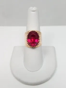 Vintage Russian Hallmark 14k Yellow Gold Synthetic Gem Ring