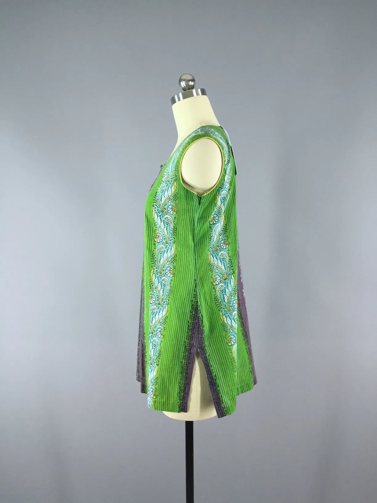 Vintage Tunic Top / Cotton Block Print