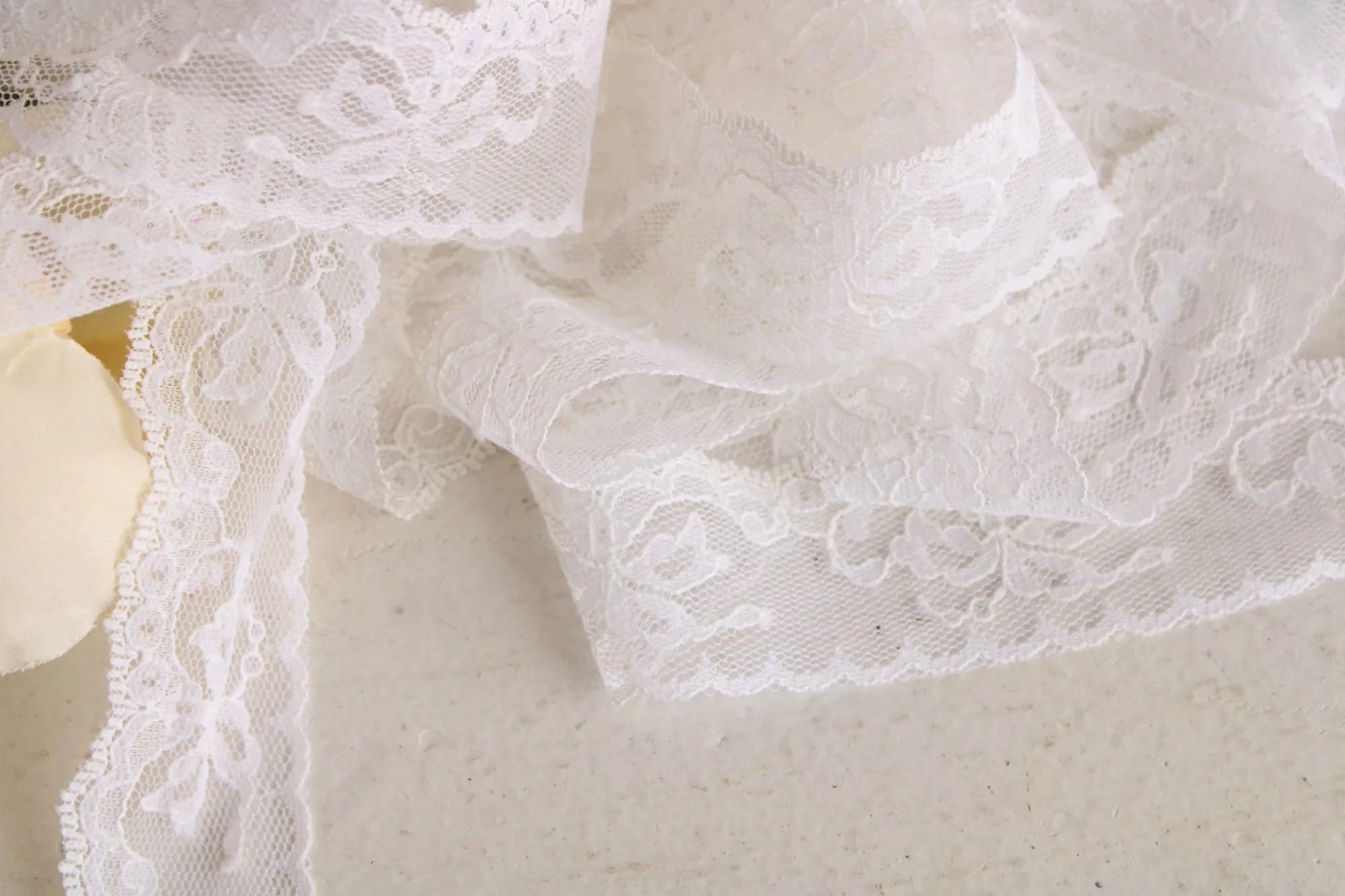 Vintage White Lace Trim, 3 Yards, 1.25" wide, Nylon, Sewing Supply
