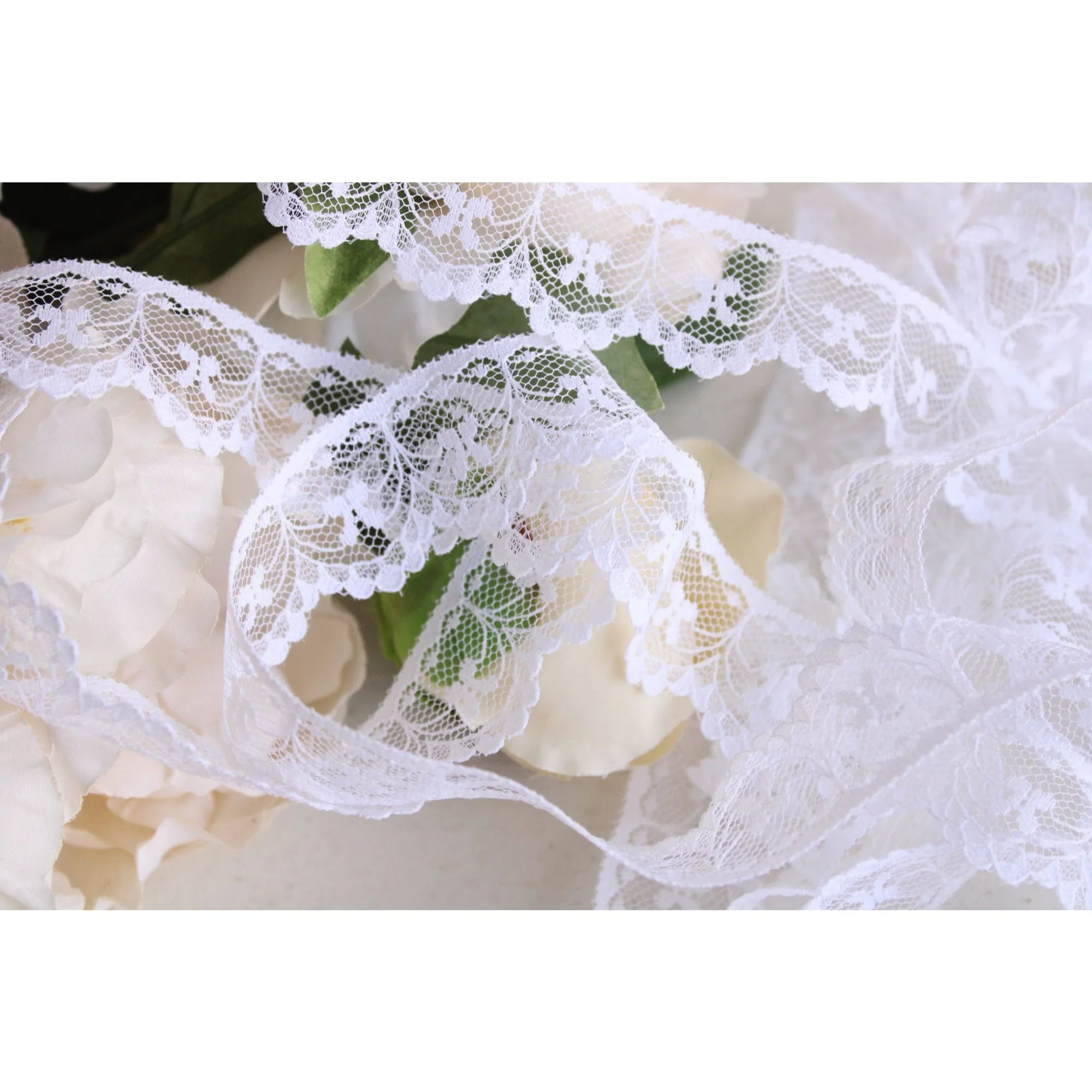 Vintage White Lace Trim, 3 Yards, 1.25" wide, Nylon