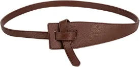 Women Fashion Knot Belt for Dress Jeans Leather Tie Waist Belt No Buckle Cinch Belt Women Leather Belts Vintage Irregular Waist Belt for Dresses Tie Knot Waistband Belt brown