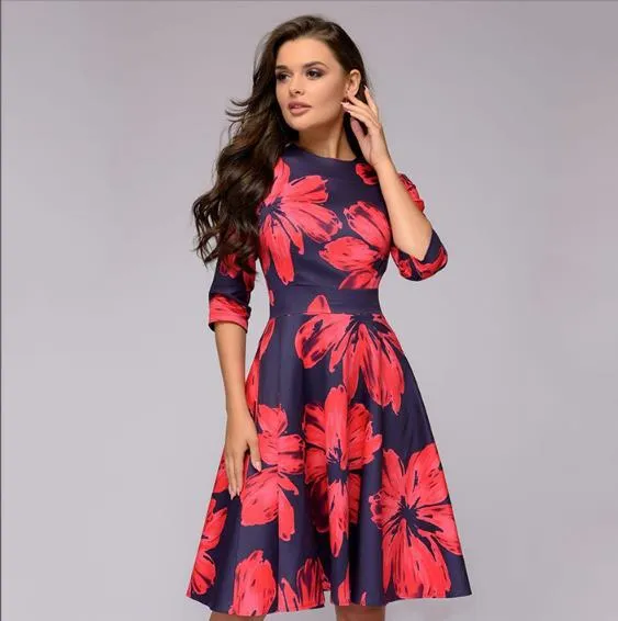 Women's A- Line Vintage Floral Dress