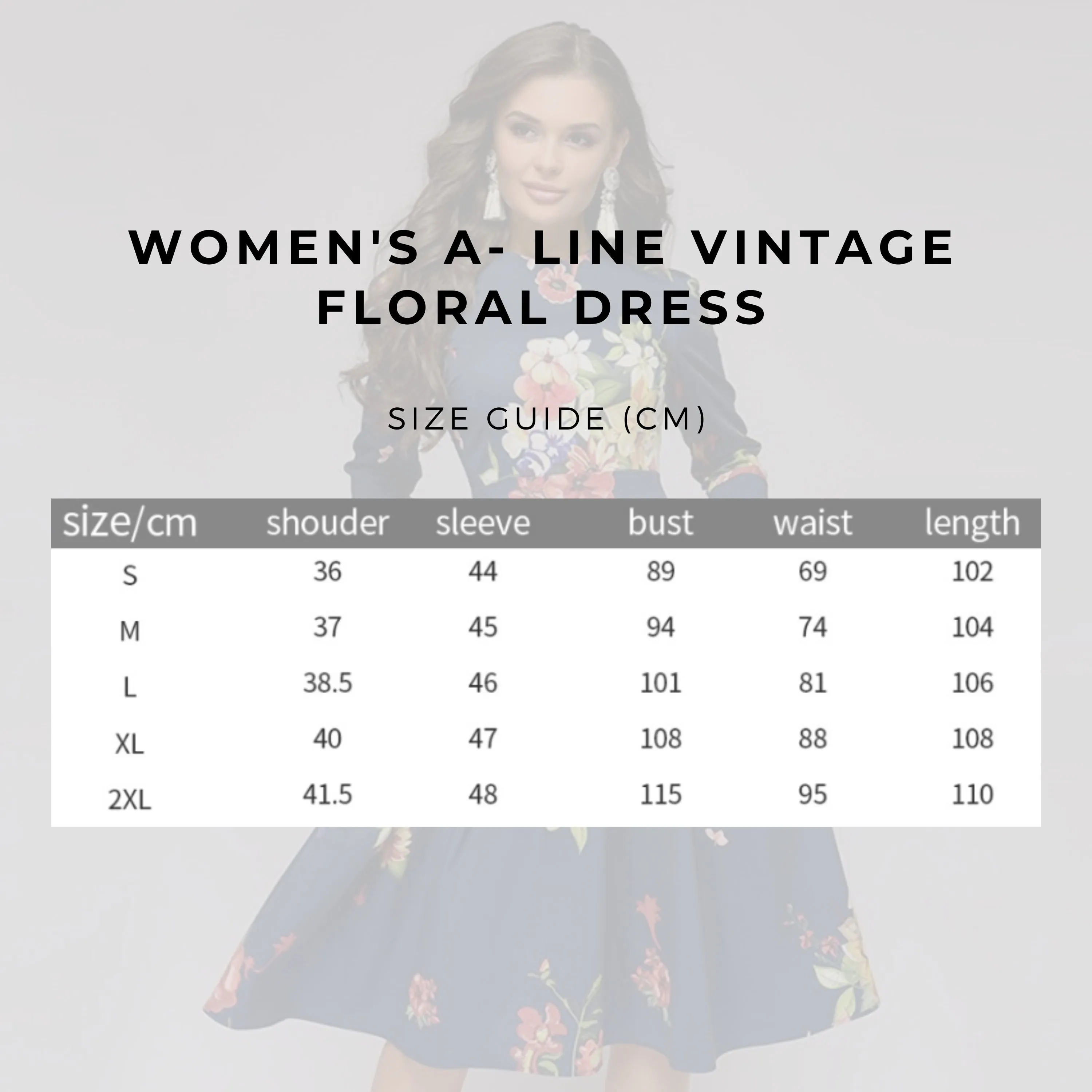 Women's A- Line Vintage Floral Dress