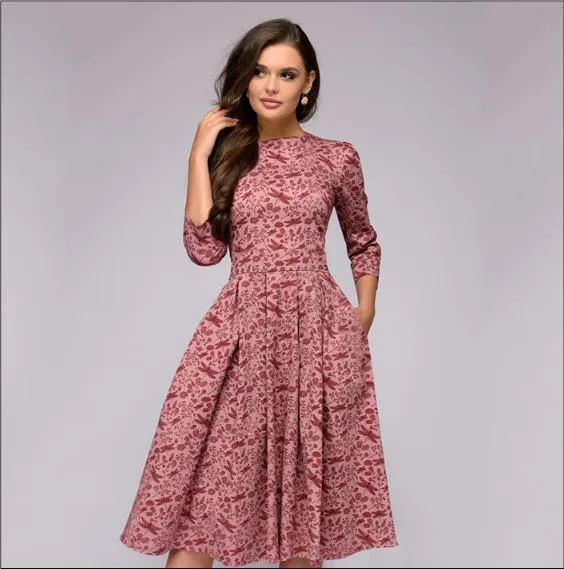 Women's A- Line Vintage Floral Dress