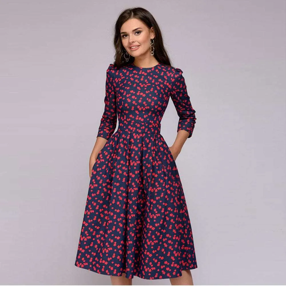 Women's A- Line Vintage Floral Dress