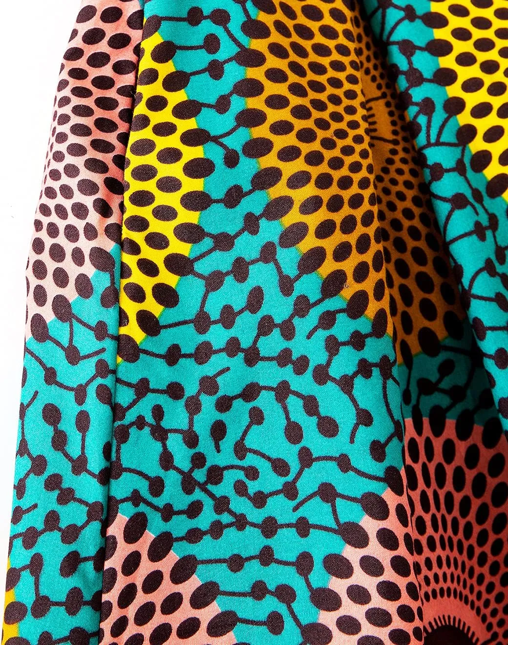 Women's Afriacn High Waist Vintage Skirt Ankara Pleated Midi Skirt with Pockets