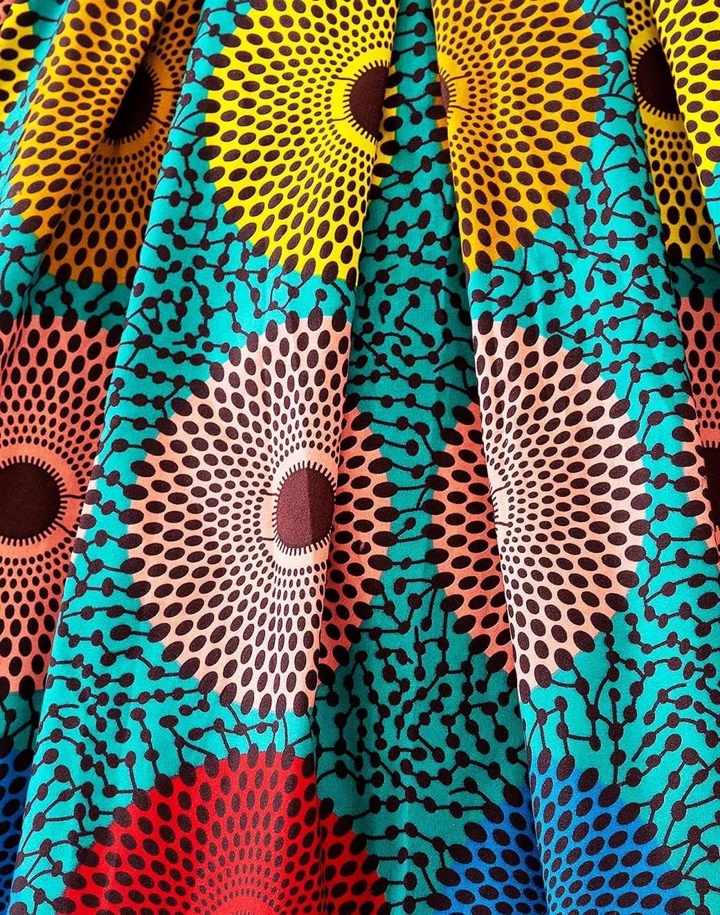 Women's Afriacn High Waist Vintage Skirt Ankara Pleated Midi Skirt with Pockets
