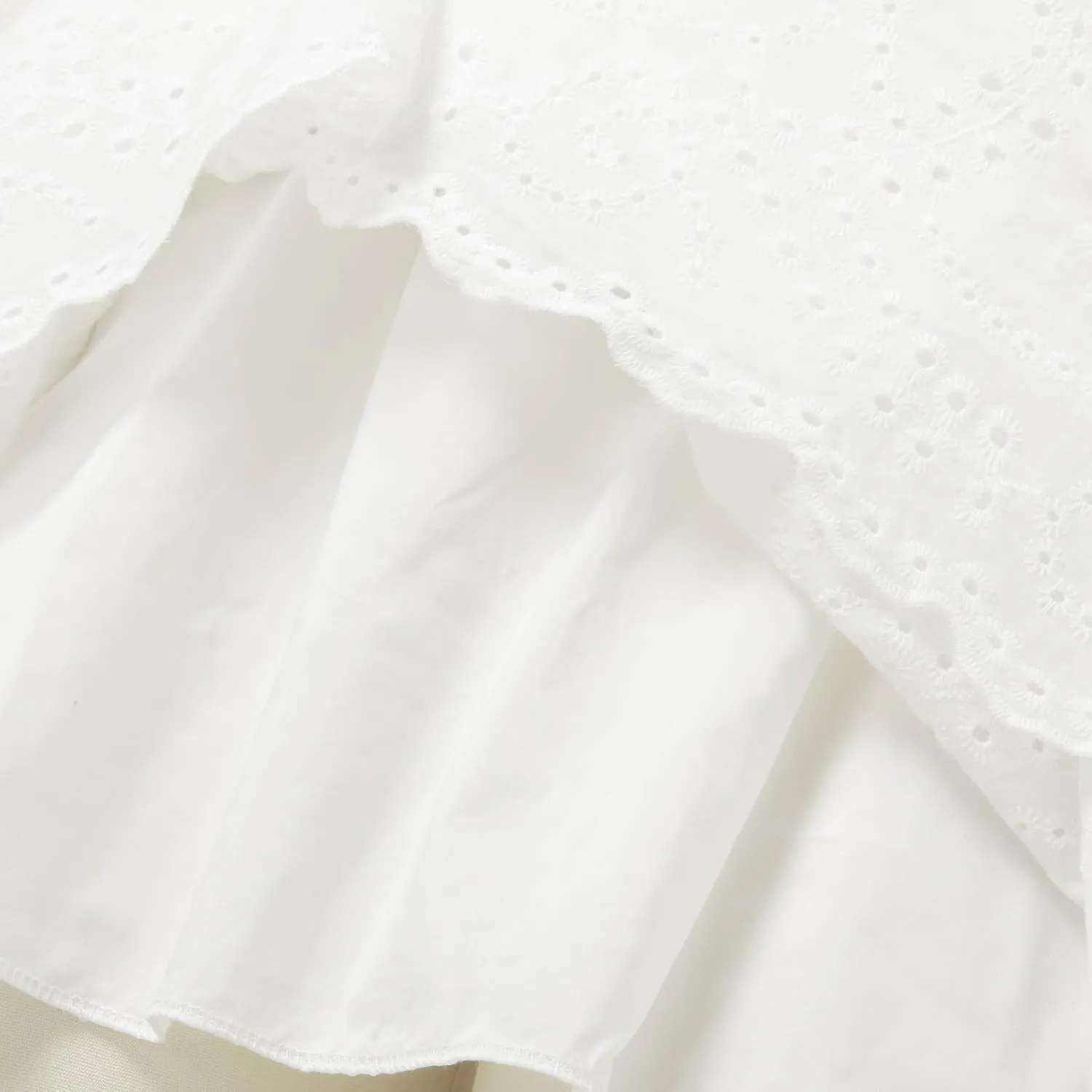 Women's Lace Eyelet Short Sleeve Tiered Midi Long Dress Ruffle Hem Cute Babydoll Short Dress 2024