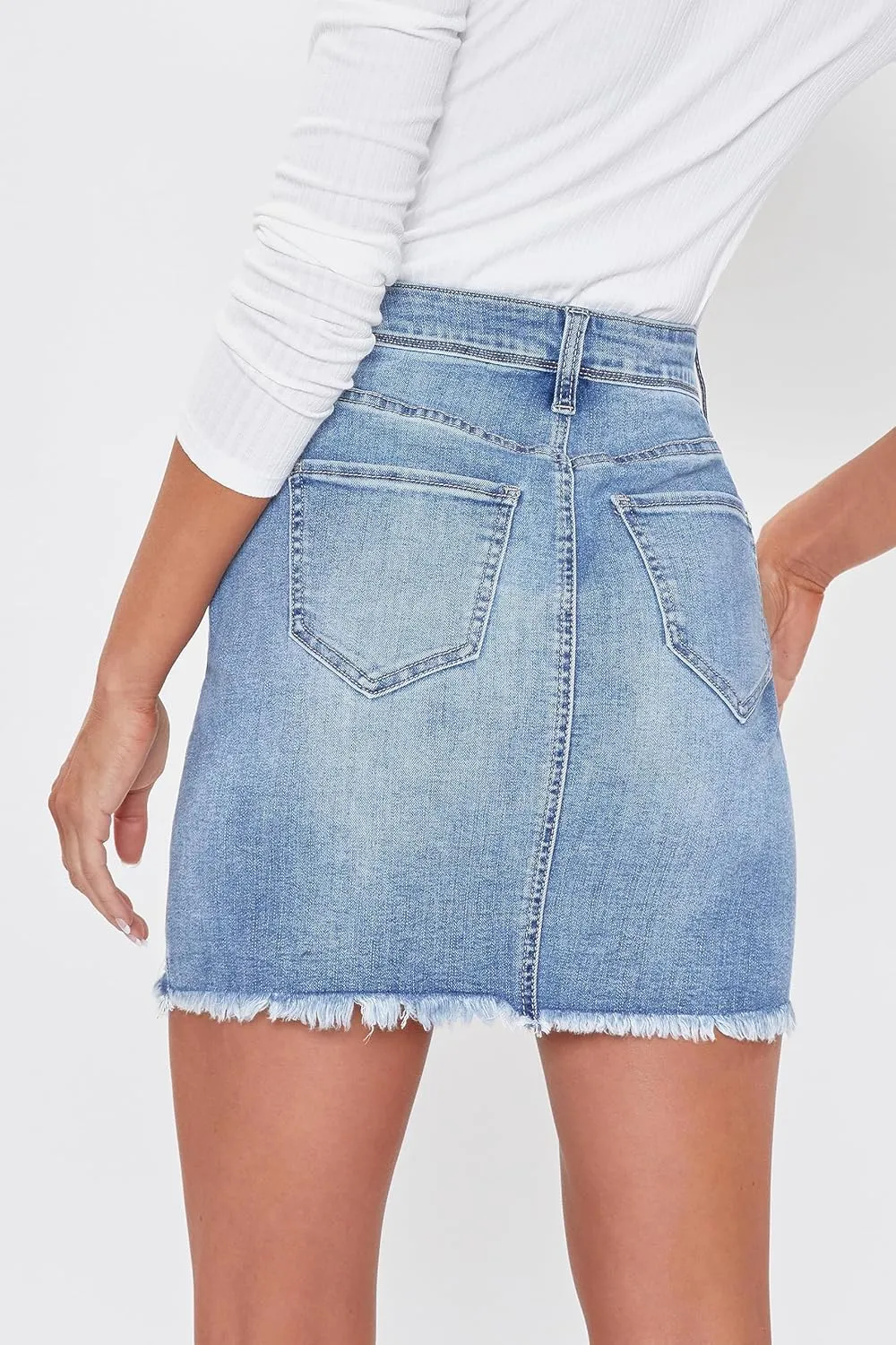 YMI Women's Essential Mini Skirt with Frayed Hem
